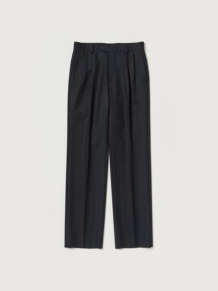 BLUEFACED WOOL TWO-TUCK SLACKS