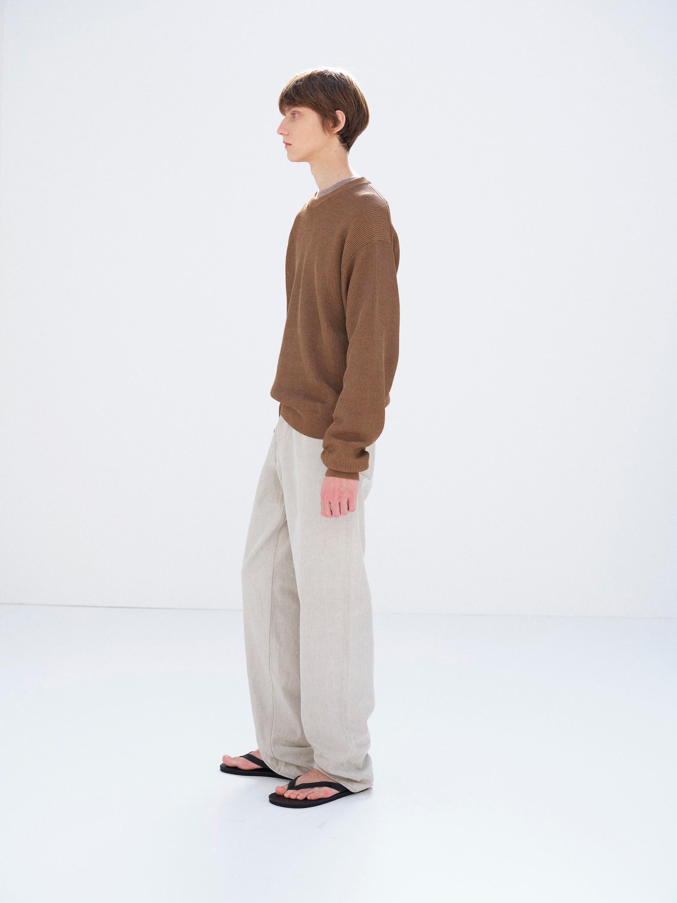 FADED HARD TWIST BROWN DENIM WIDE PANTS 詳細画像 LIGHT GRAY 3