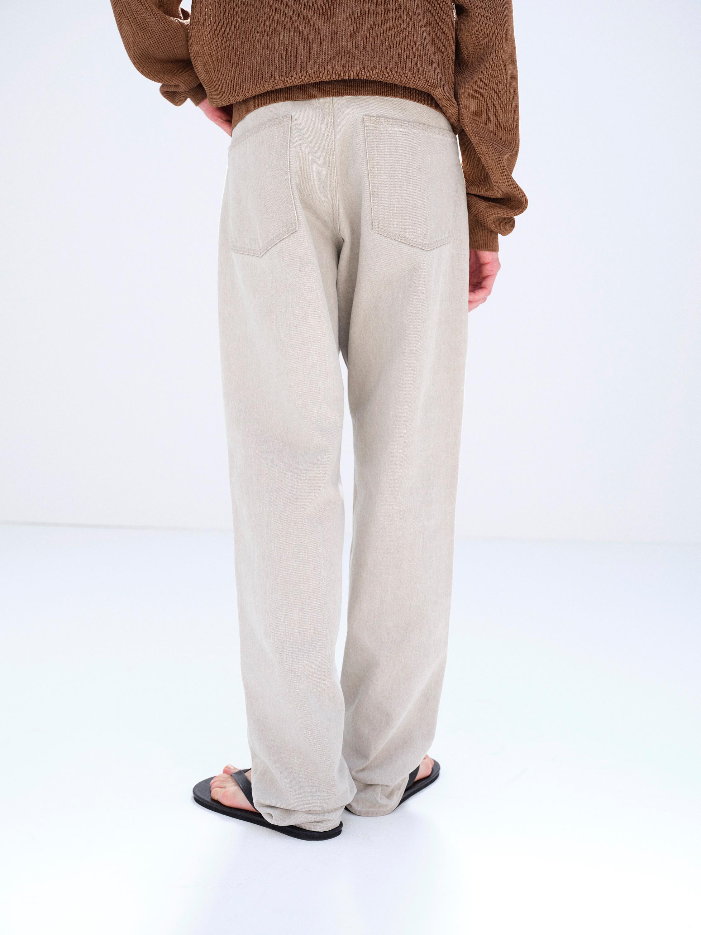 FADED HARD TWIST BROWN DENIM WIDE PANTS 詳細画像 LIGHT GRAY 4