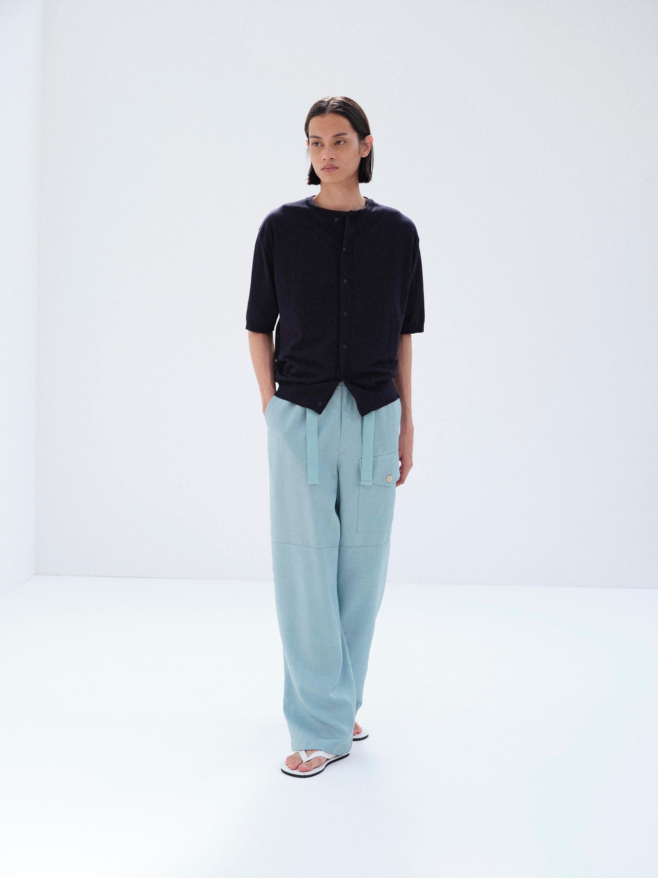 WOOL HERRINGBONE CARGO PANTS 詳細画像 DUSTY BLUE 2