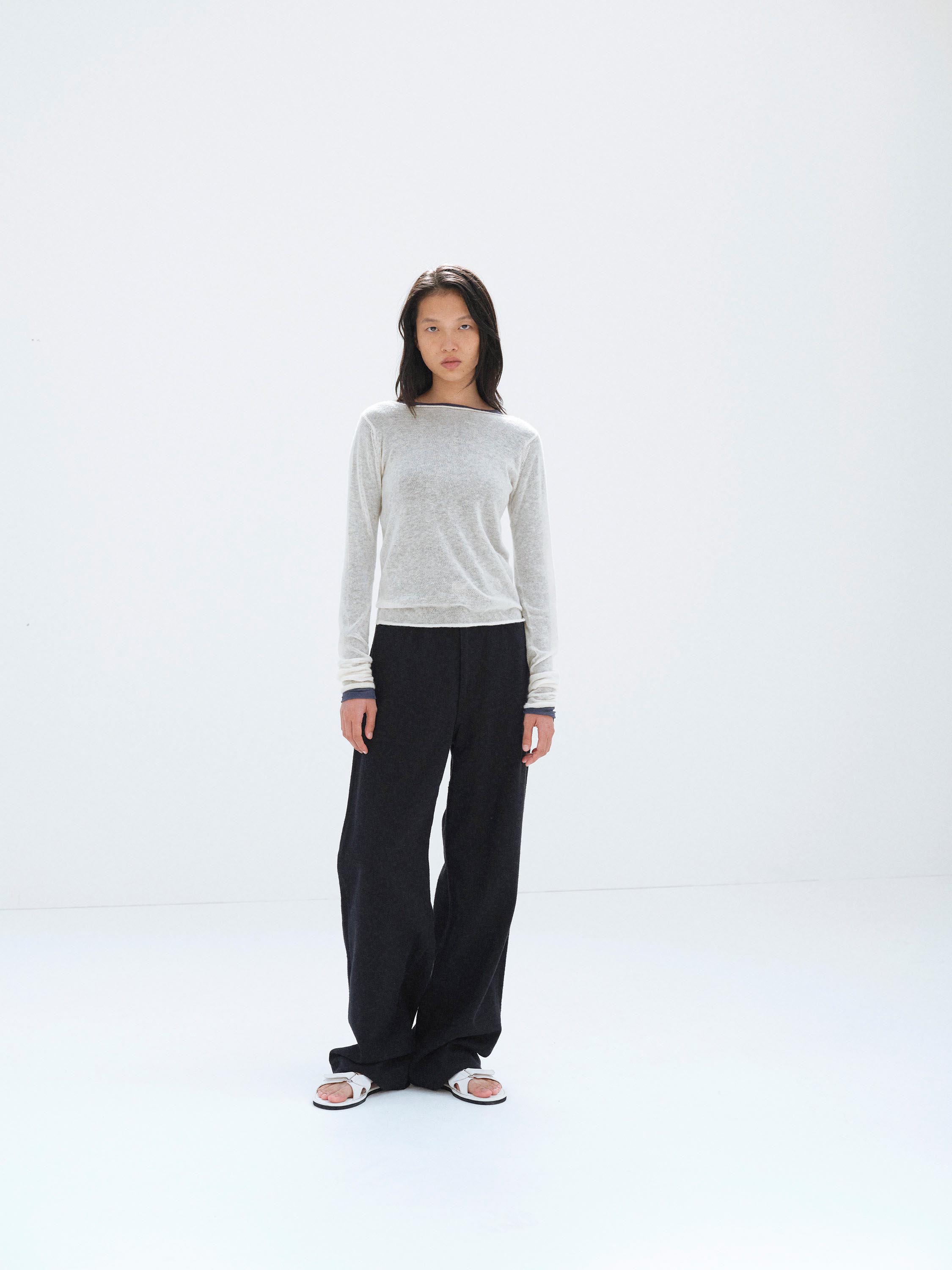 SHEER CASHMERE KNIT BOAT NECK P/O 詳細画像 IVORY WHITE 3