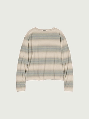 COTTON SILK GRADIENT STRIPE KNIT BOAT NECK P/O - AURALEE Official