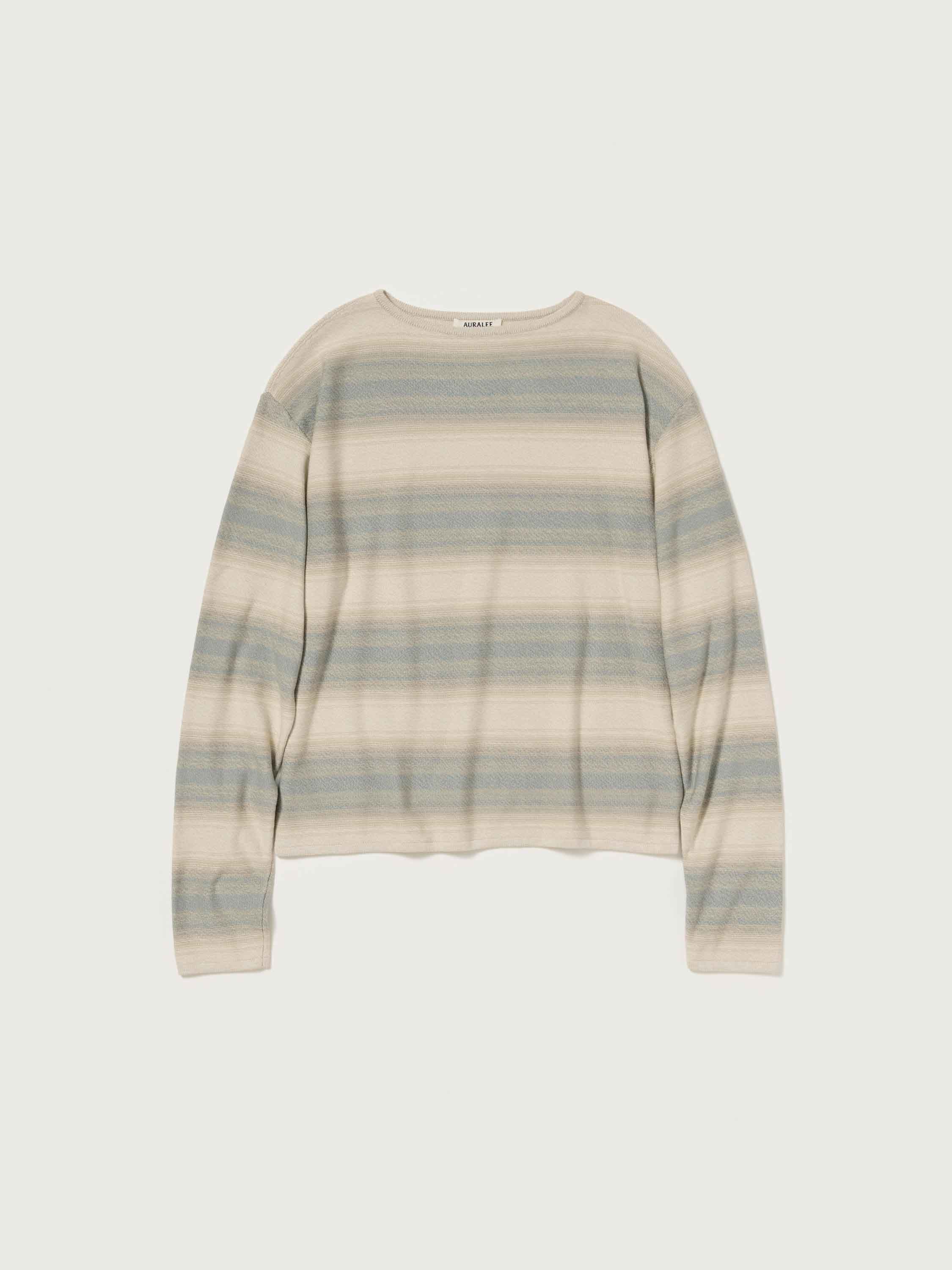 COTTON SILK GRADIENT STRIPE KNIT BOAT NECK P/O 詳細画像 BLUE BEIGE STRIPE 1