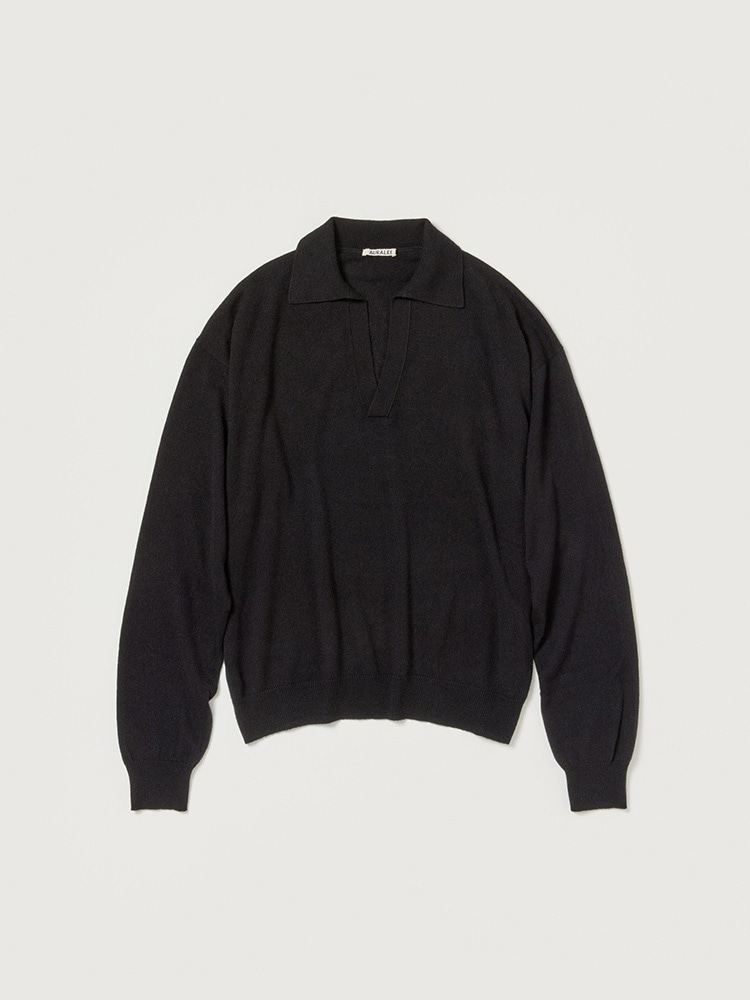 SUPER FINE CASHMERE SILK KNIT SKIPPER POLO - AURALEE Official Website