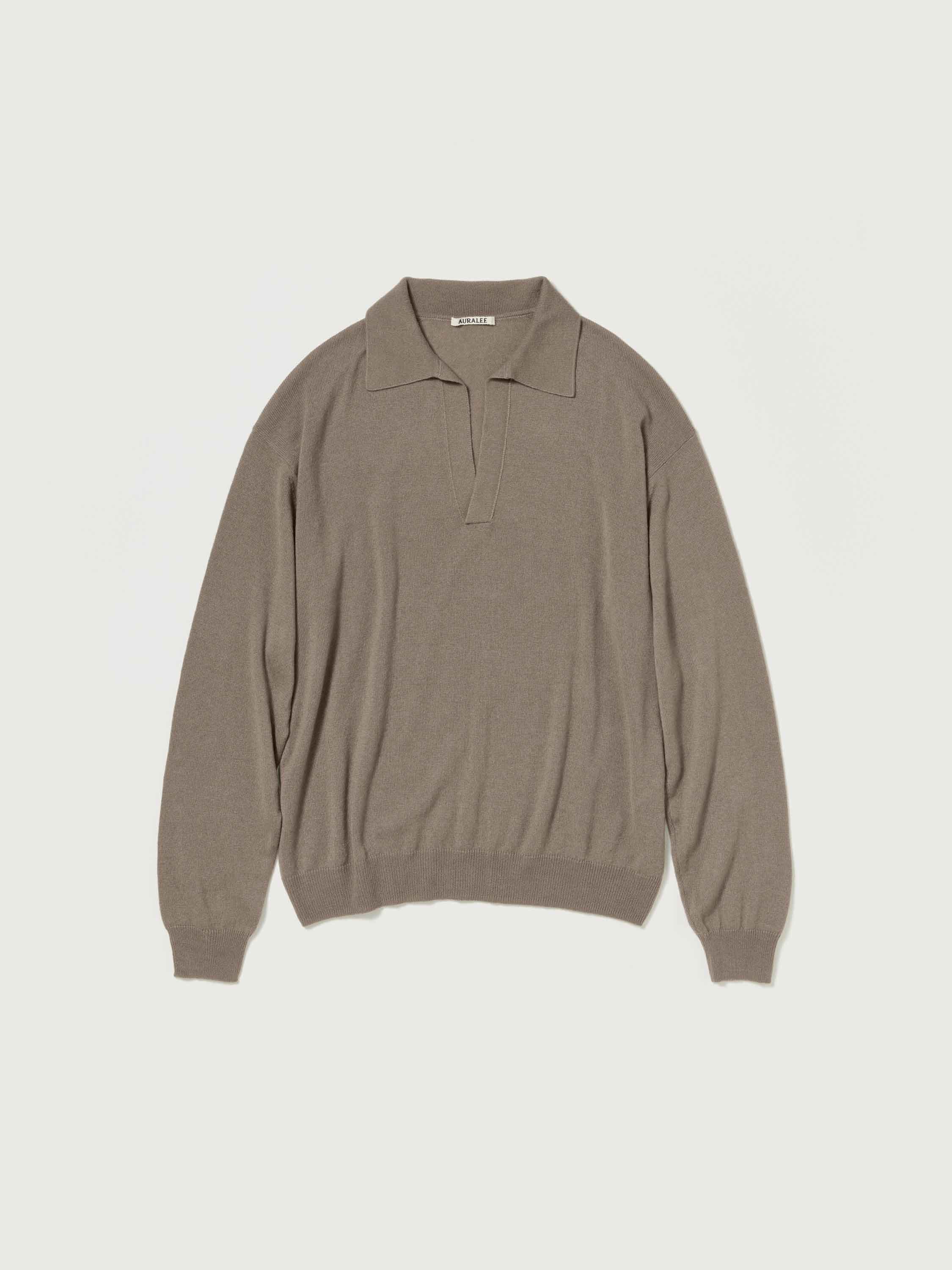 SUPER FINE CASHMERE SILK KNIT SKIPPER POLO 詳細画像 KHAKI BROWN 1