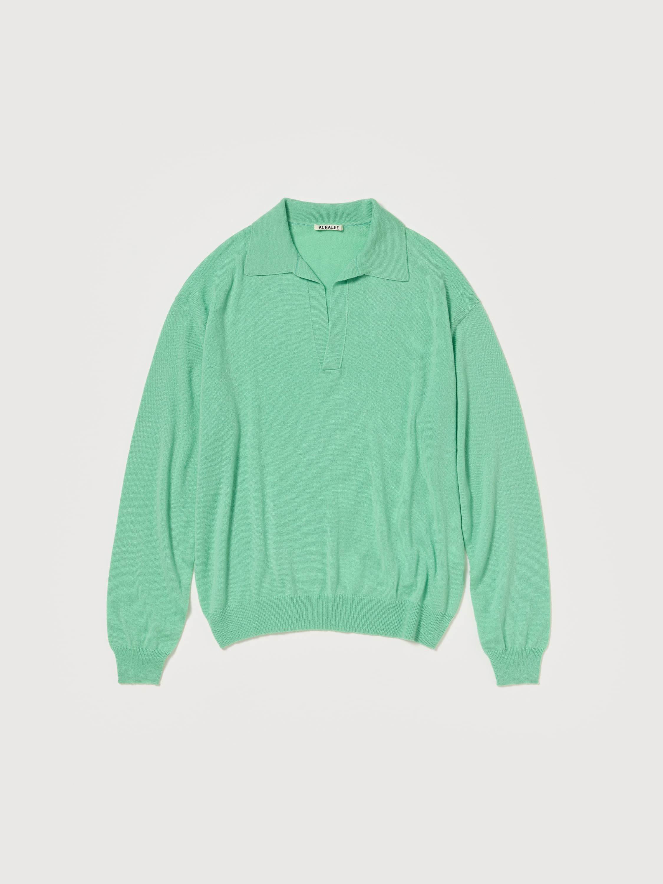 SUPER FINE CASHMERE SILK KNIT SKIPPER POLO 詳細画像 MINT GREEN 5
