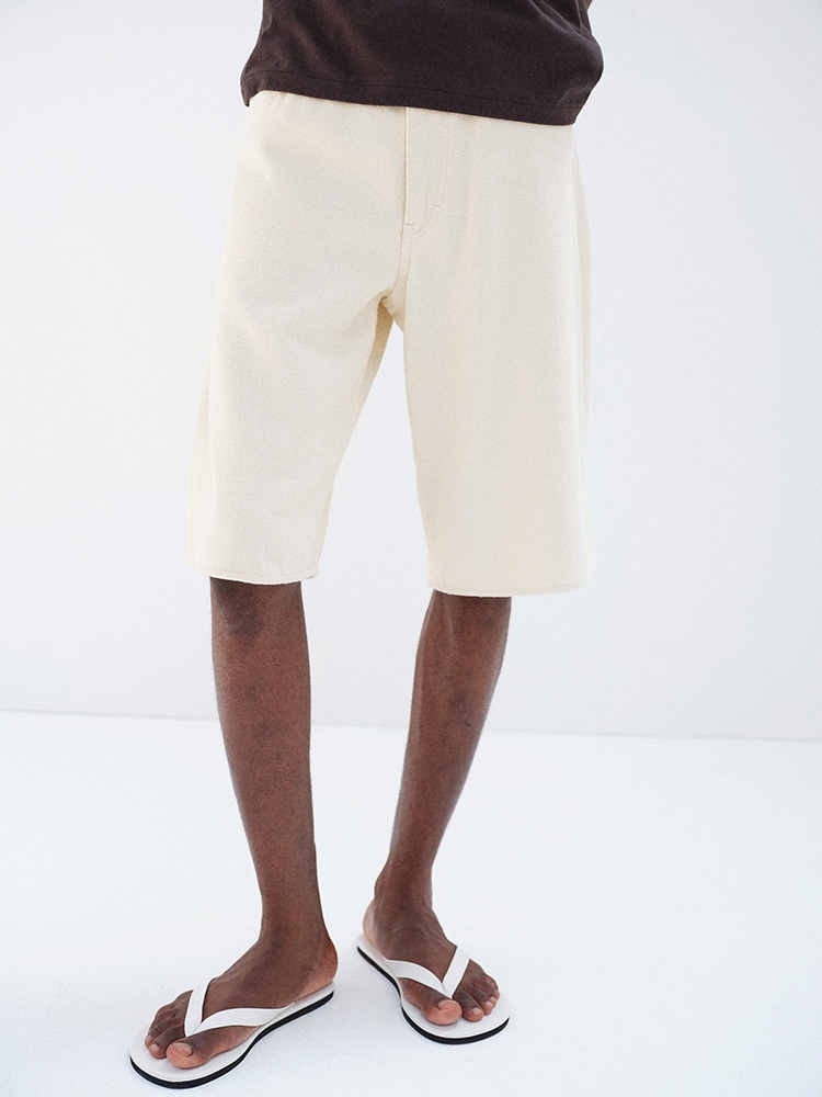 SILK NEP DENIM 5P WIDE SHORTS - AURALEE Official Website