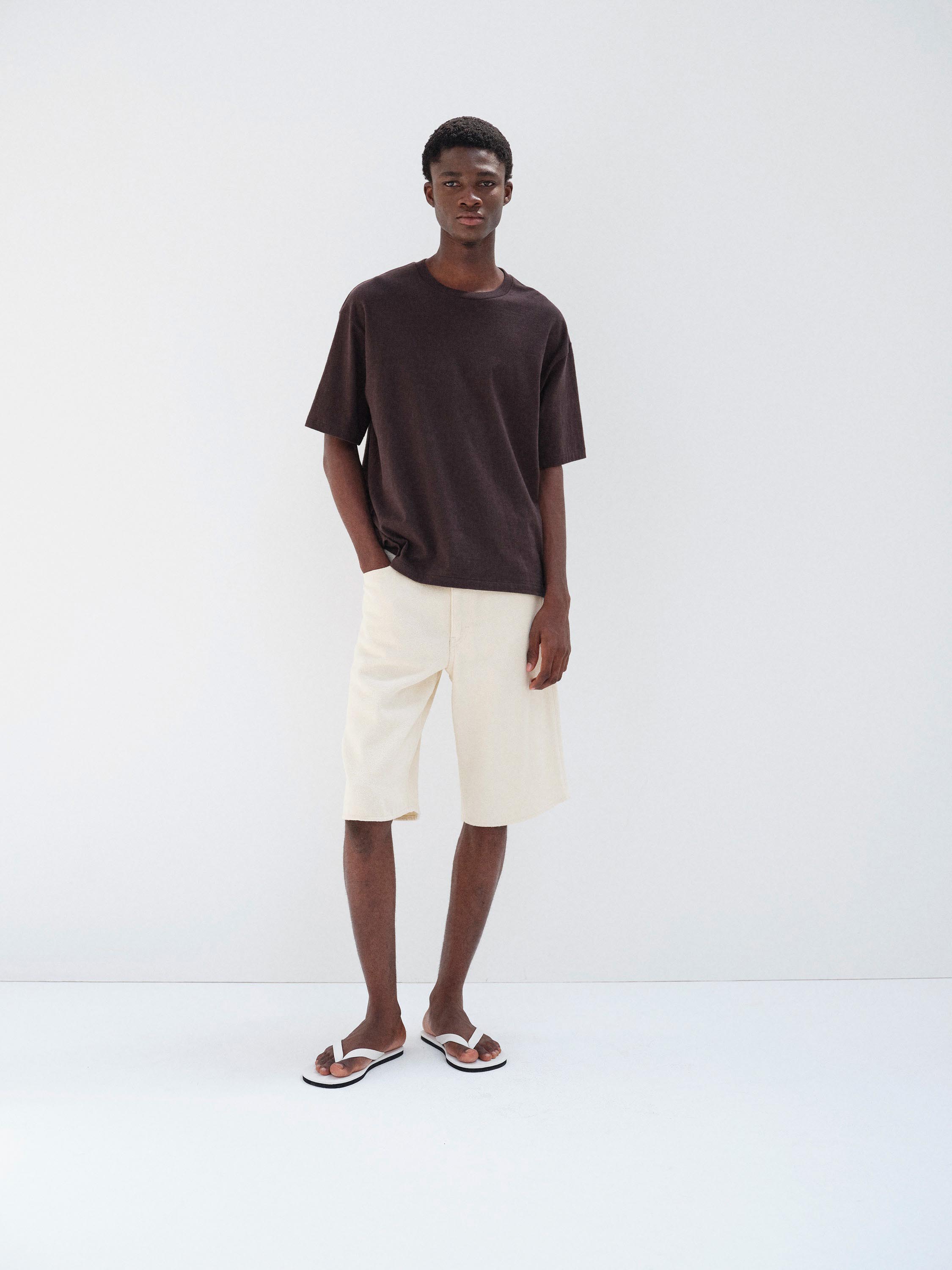 SILK NEP DENIM 5P WIDE SHORTS 詳細画像 IVORY WHITE 2