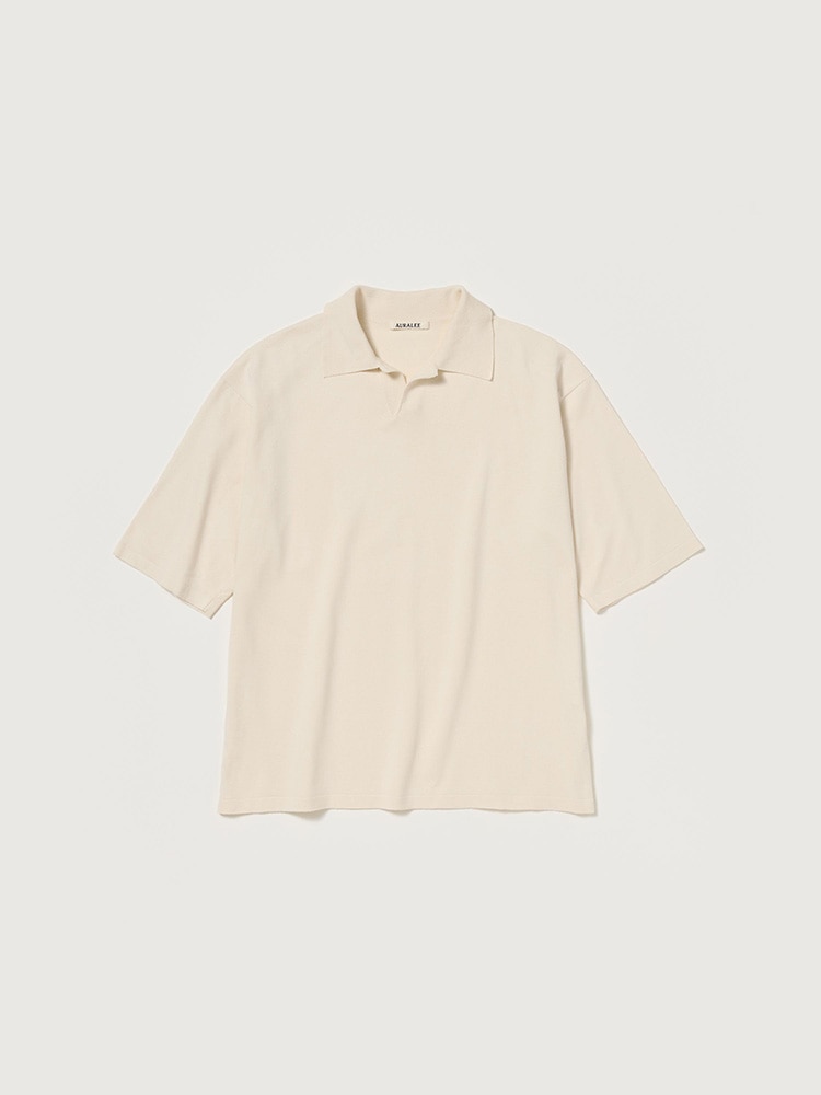 HIGH GAUGE TUSSAH SILK KNIT SKIPPER POLO - AURALEE Official Website
