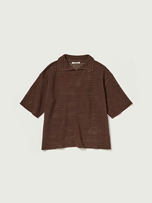 TUSSAH SILK COTTON MESH KNIT SKIPPER POLO - AURALEE Official Website