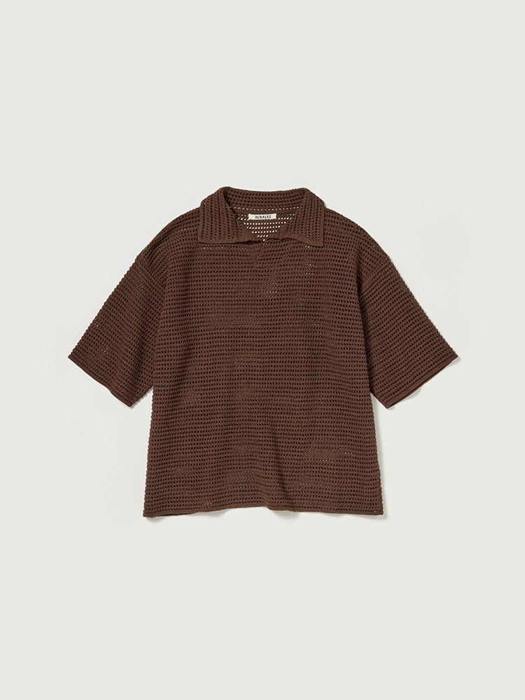 TUSSAH SILK COTTON MESH KNIT SKIPPER POLO - AURALEE Official Website