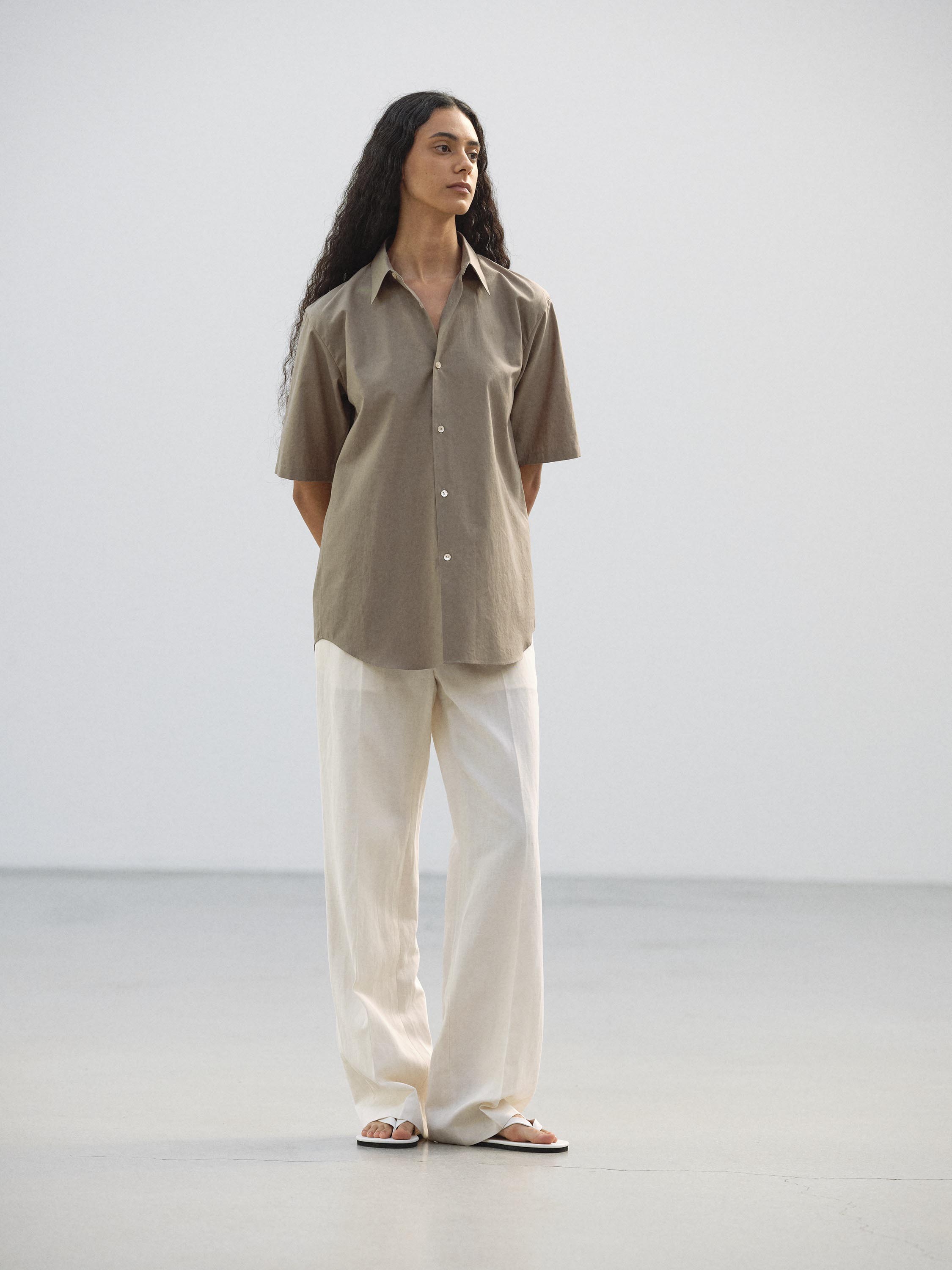 HIGH-TWIST WOOL LINEN TWILL SLACKS 詳細画像 OFF WHITE 2