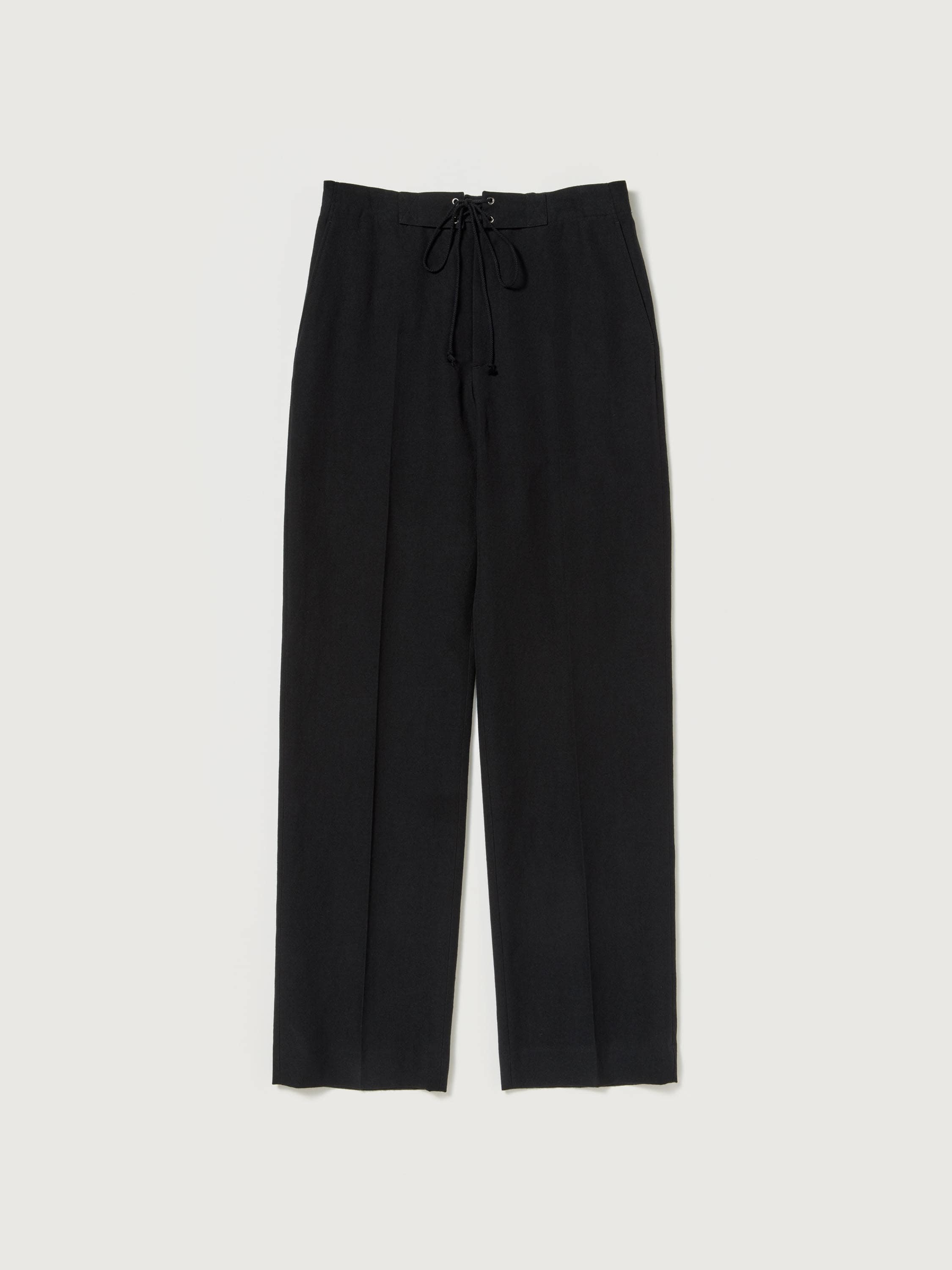 WOOL COTTON LINEN OX DRAWSTRING PANTS 詳細画像 BLACK 1