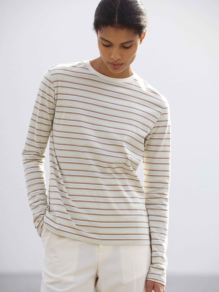 GRADIENT STRIPE JERSEY L/S TEE - AURALEE Official Website