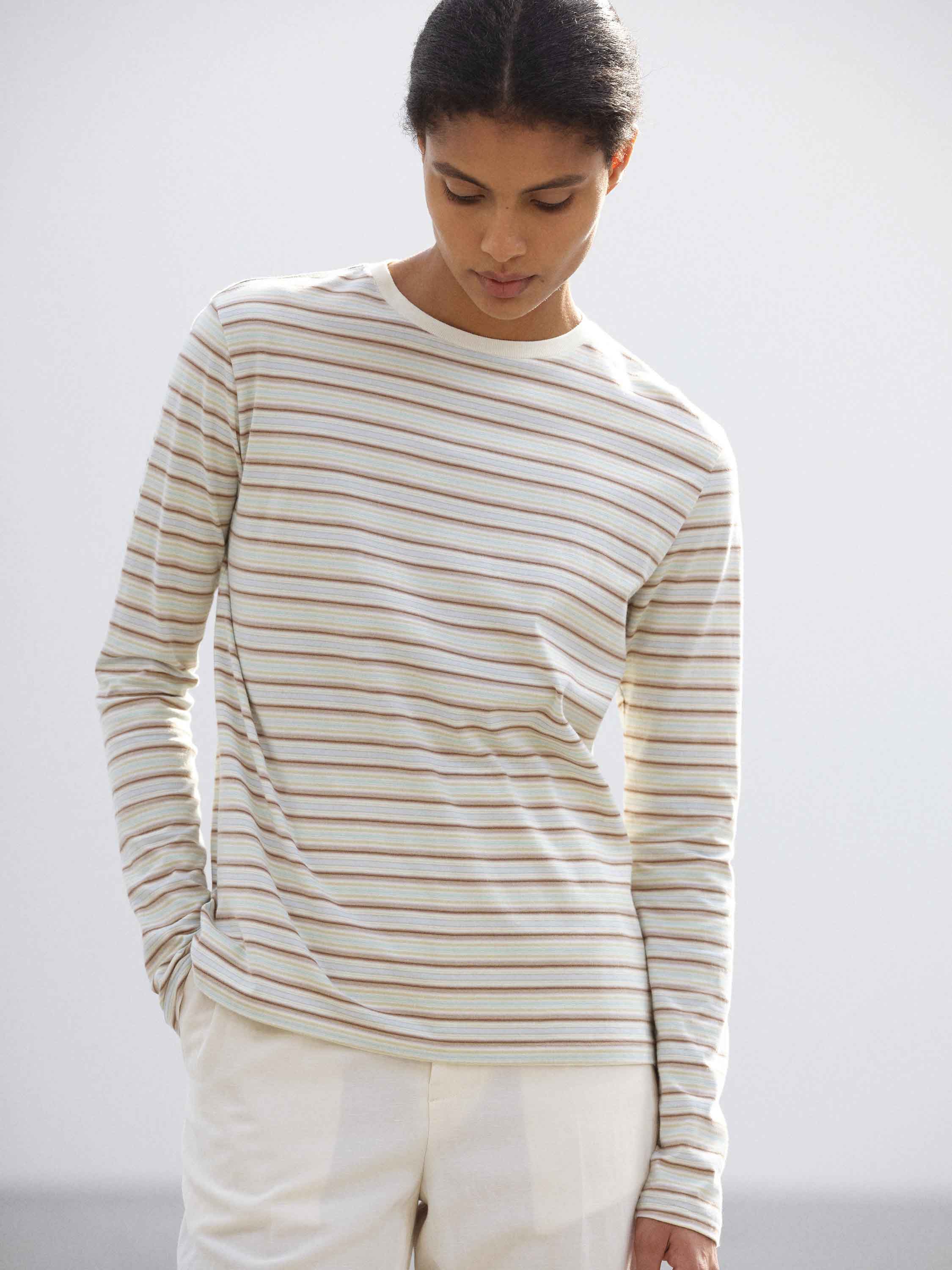 GRADIENT STRIPE JERSEY L/S TEE - AURALEE Official Website