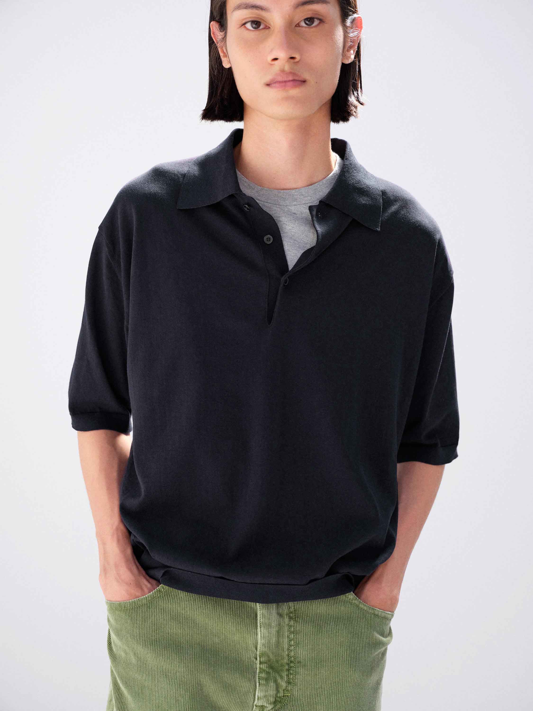 GIZA HIGH GAUGE KNIT POLO - AURALEE Official Website