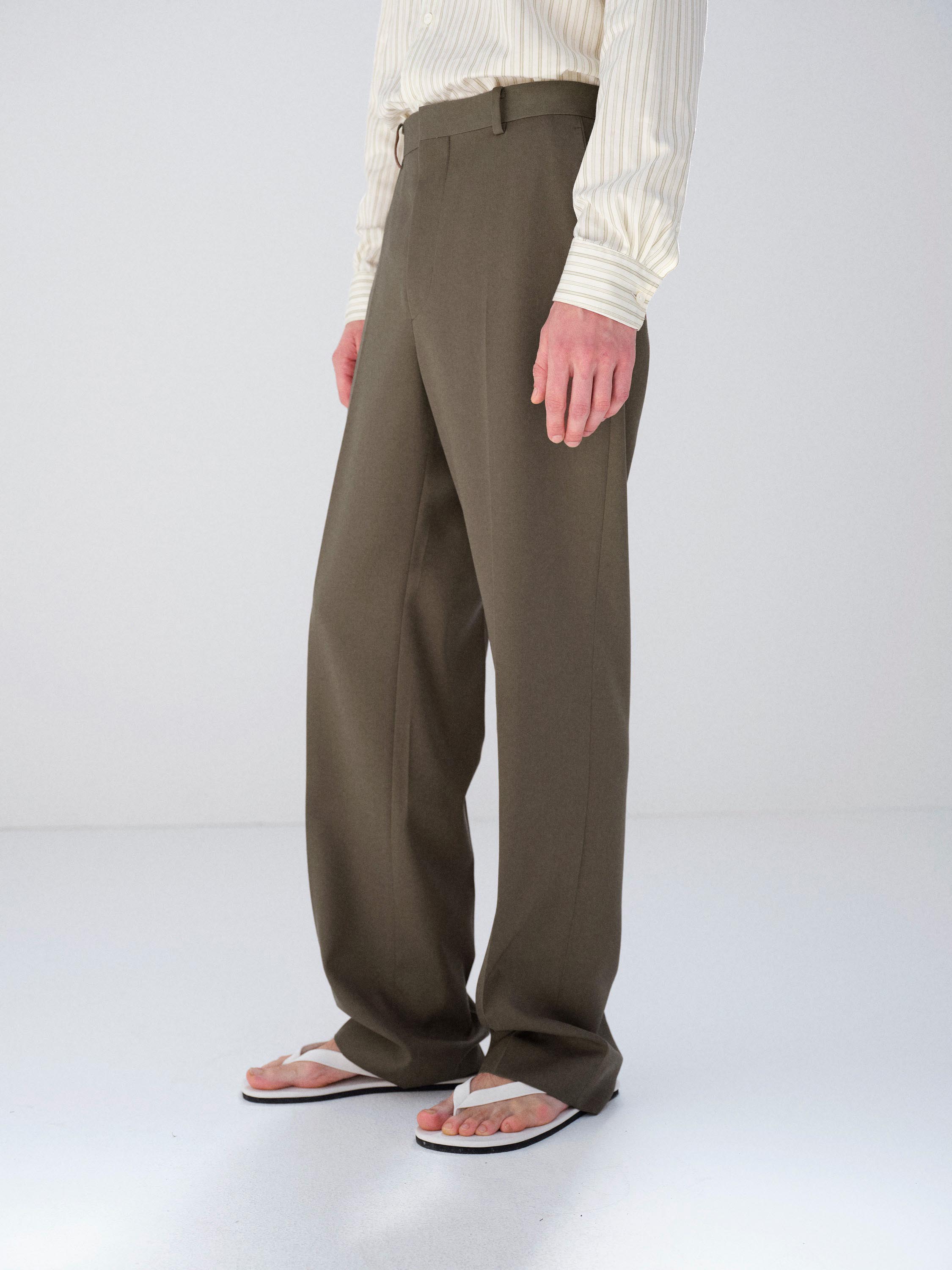 LIGHT WOOL MAX GABARDINE SLACKS 詳細画像 DARK OLIVE BROWN 1