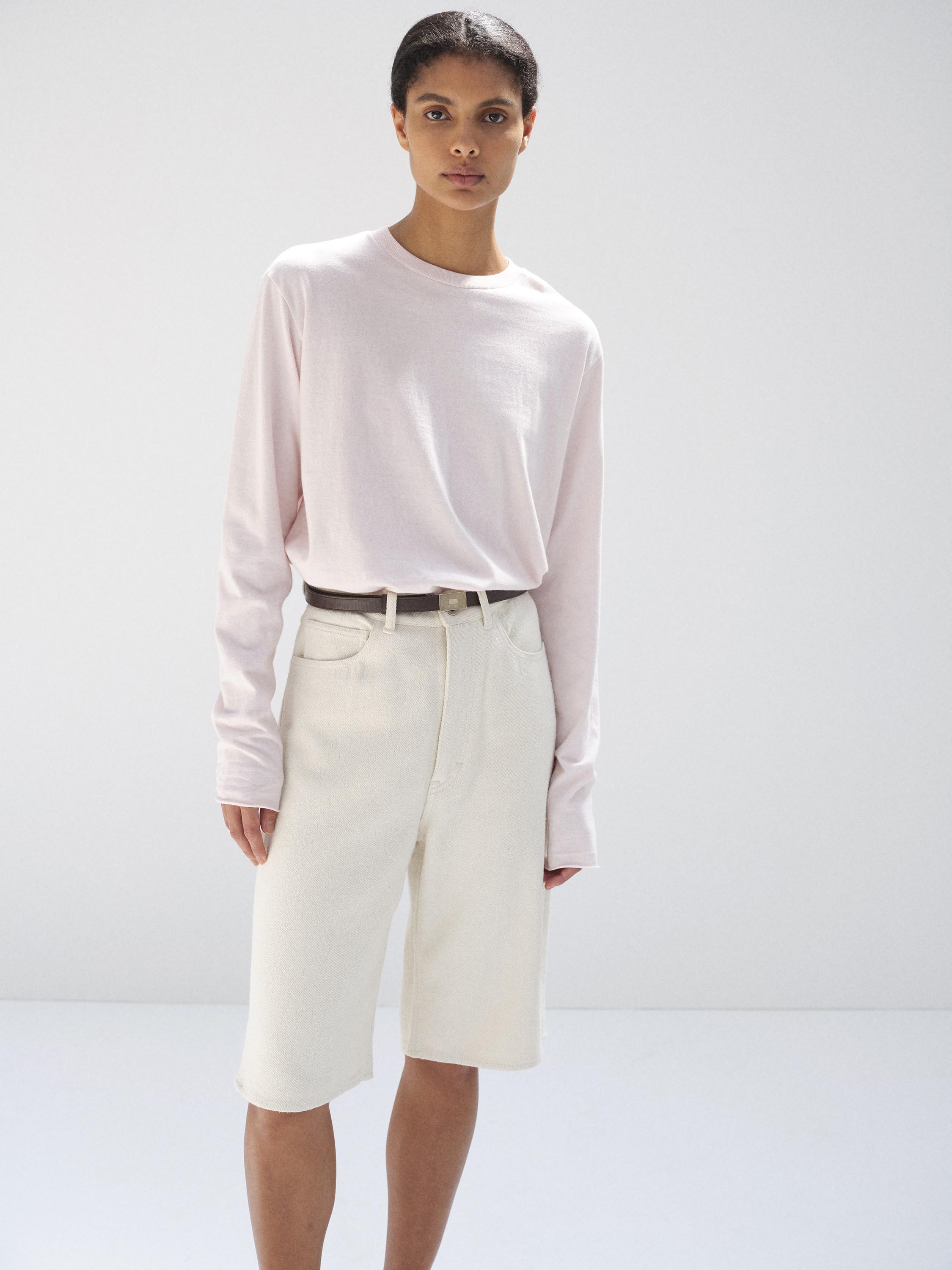 BRUSHED ORGANIC COTTON JERSEY L/S TEE 詳細画像 PALE PINK 1