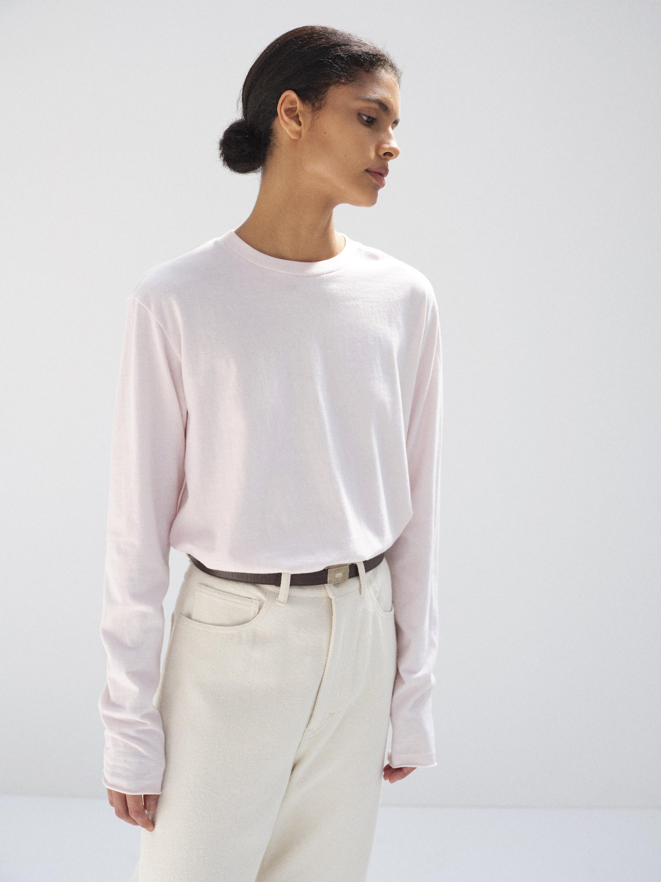 BRUSHED ORGANIC COTTON JERSEY L/S TEE 詳細画像 PALE PINK 2