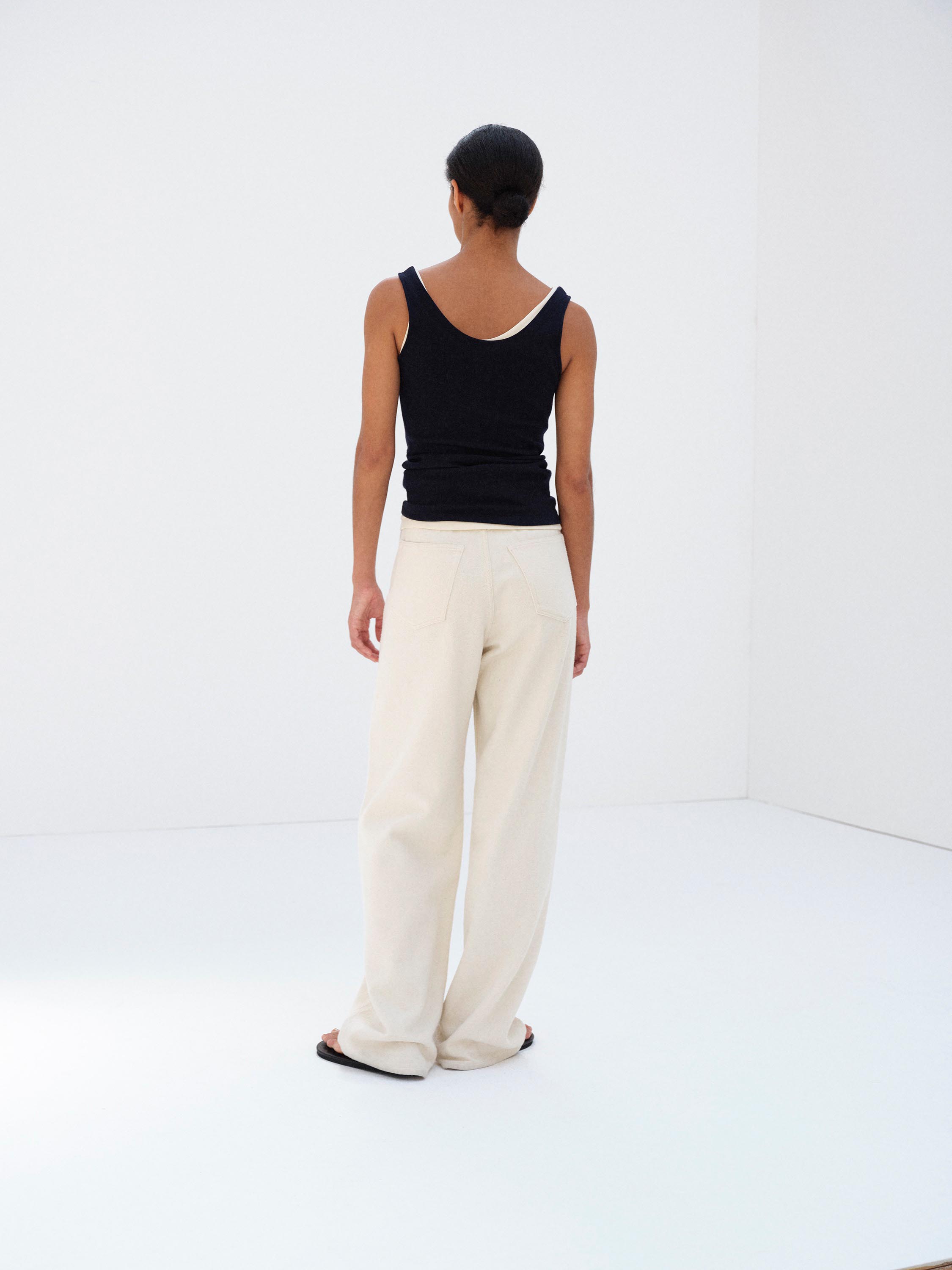 SILK NEP DENIM 5P WIDE PANTS 詳細画像 IVORY WHITE 5
