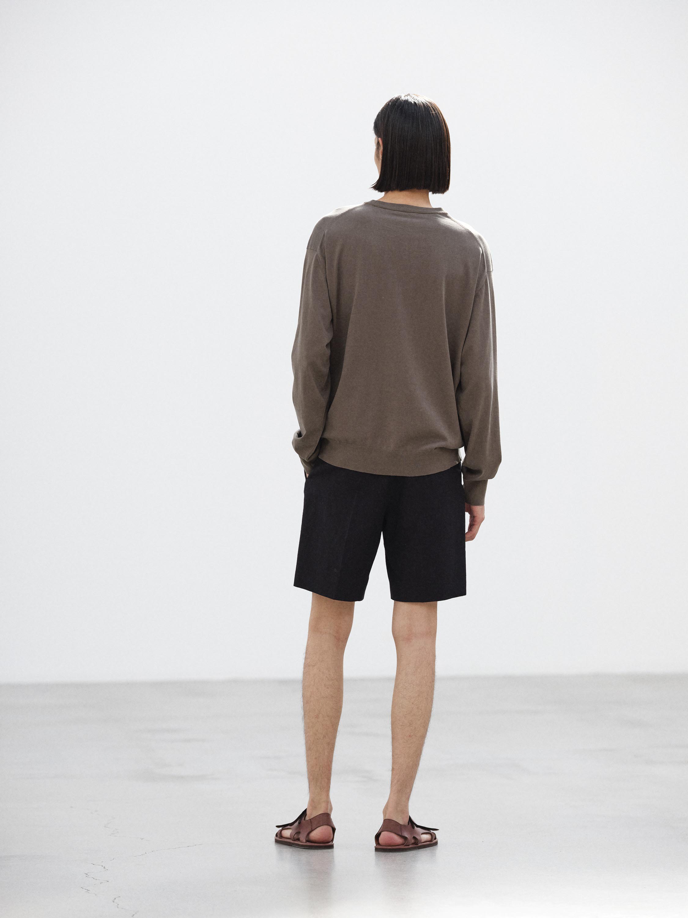 WOOL COTTON LINEN OX SHORTS 詳細画像 BLACK 3