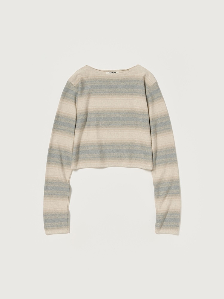 COTTON SILK GRADIENT STRIPE KNIT BOAT NECK P/O - AURALEE Official