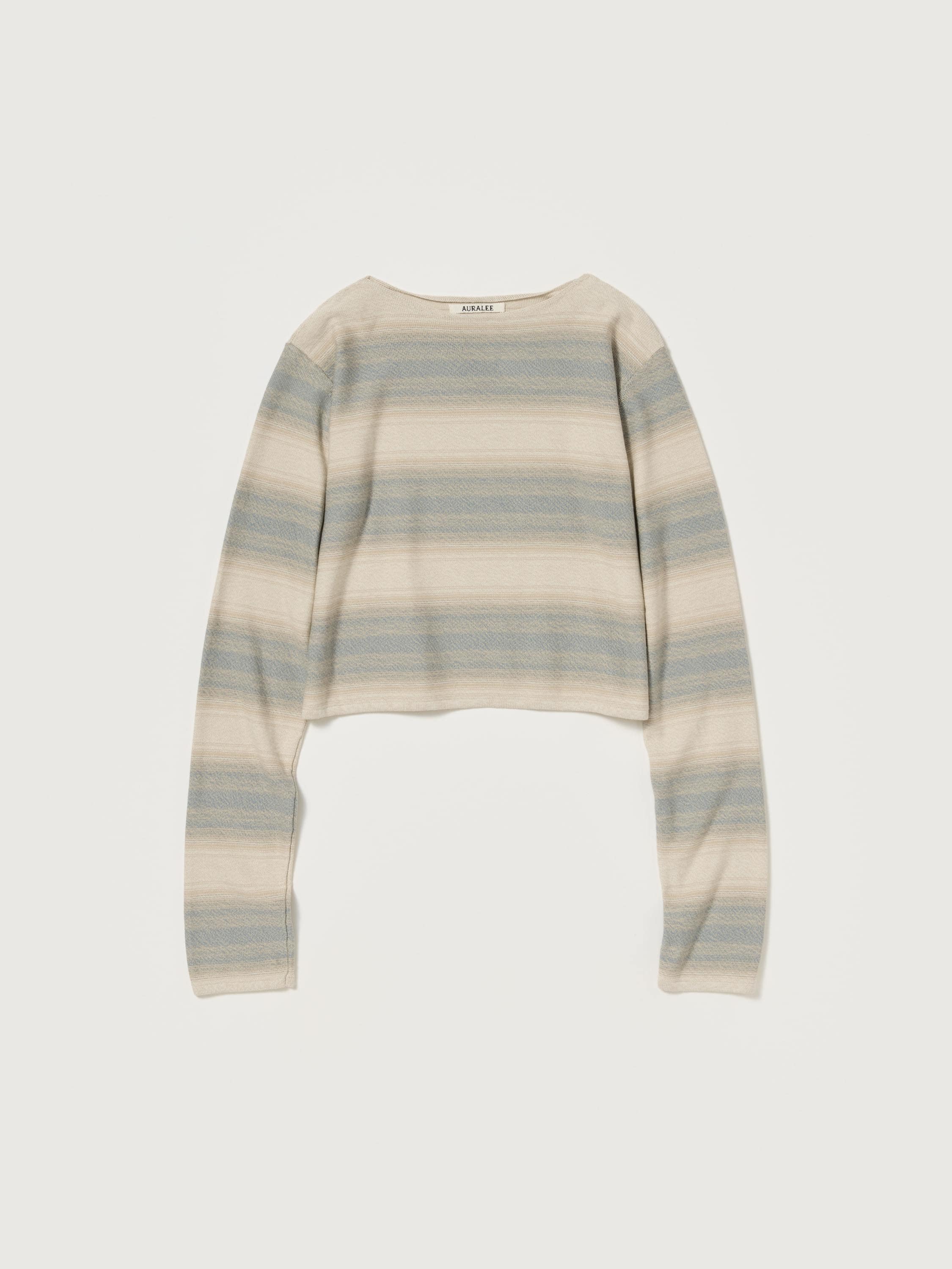 COTTON SILK GRADIENT STRIPE KNIT BOAT NECK P/O 詳細画像 BLUE BEIGE STRIPE 1