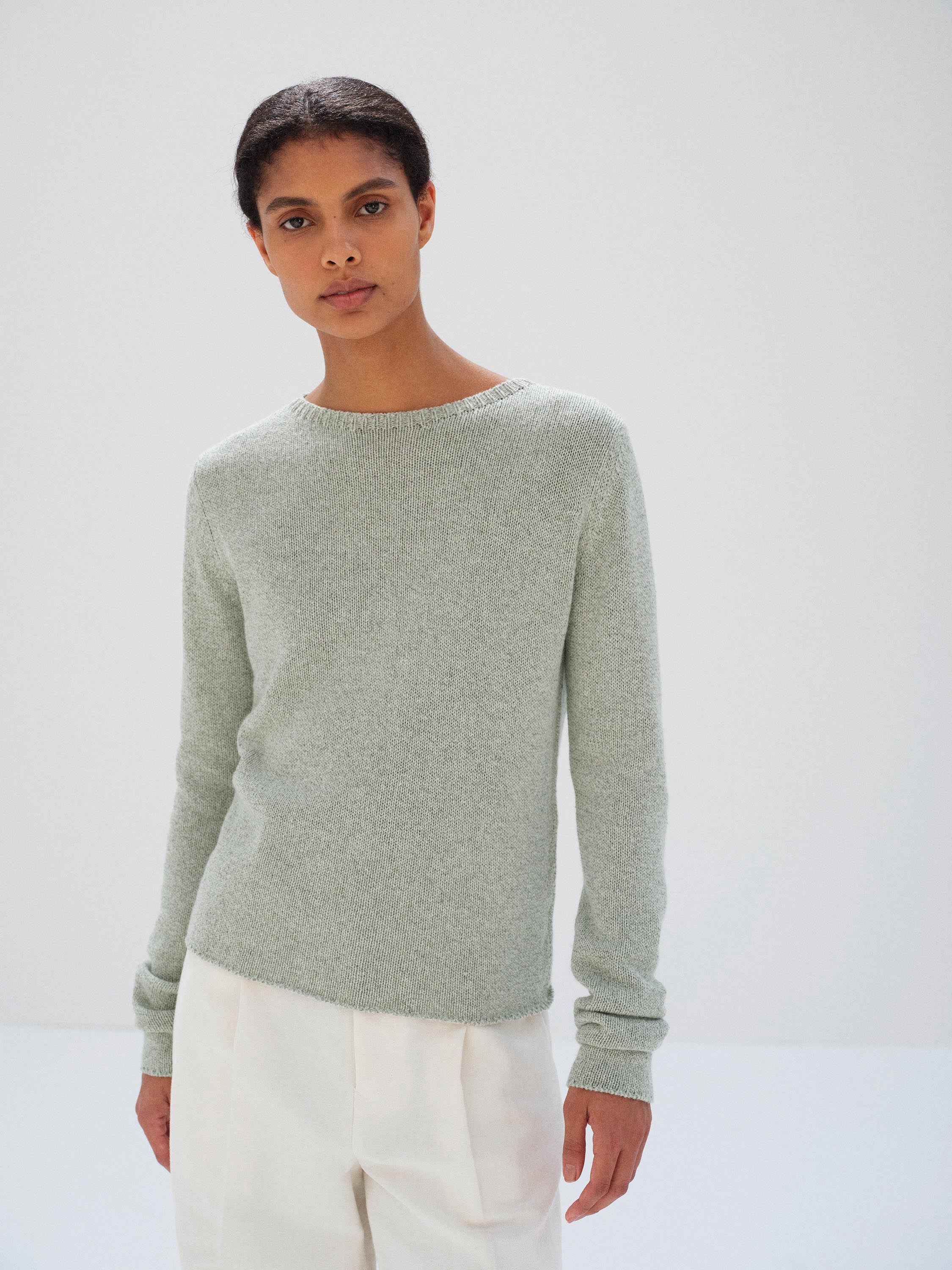 CASHMERE SILK MELANGE KNIT P/O 詳細画像 MIX MINT GRAY 1