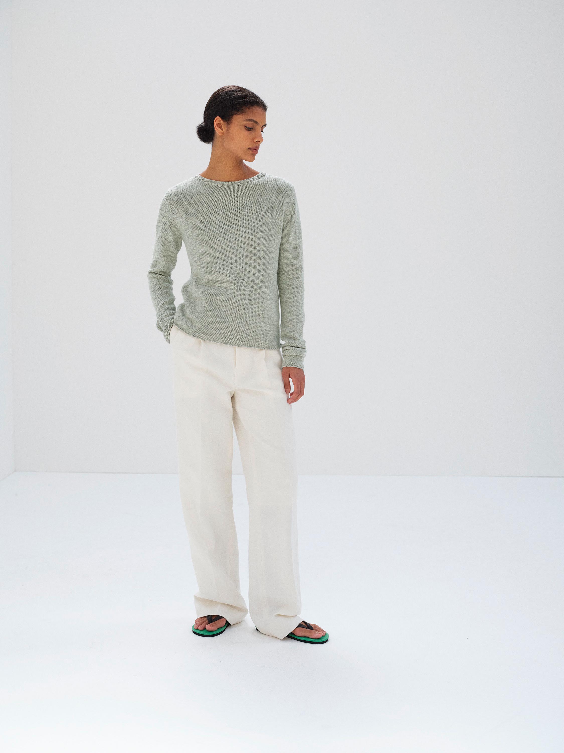 CASHMERE SILK MELANGE KNIT P/O 詳細画像 MIX MINT GRAY 2