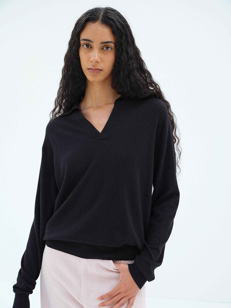 SUPER FINE CASHMERE SILK KNIT SKIPPER POLO - AURALEE Official Website