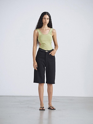 SILK NEP DENIM 5P WIDE SHORTS