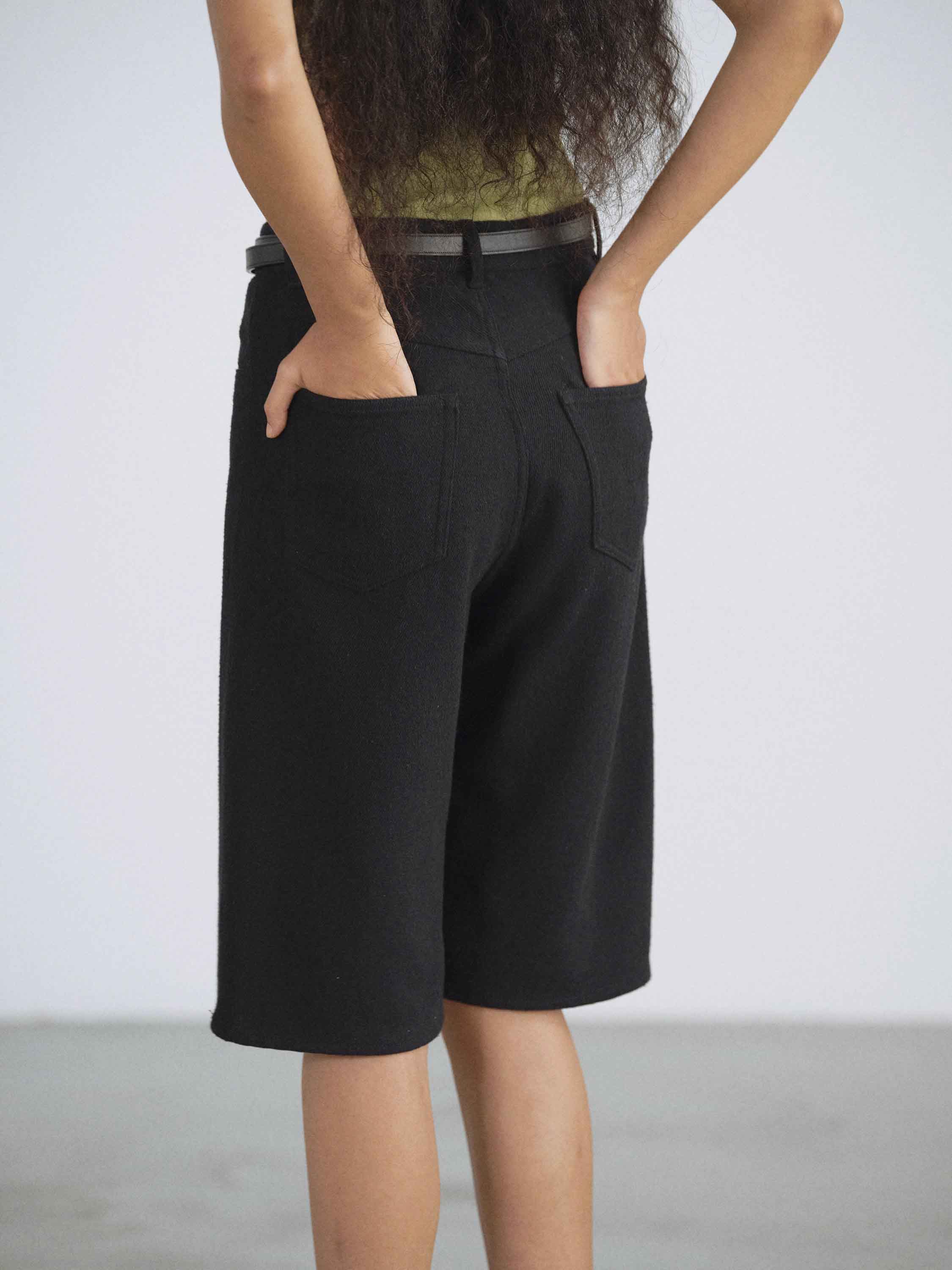 SILK NEP DENIM 5P WIDE SHORTS 詳細画像 BLACK 4