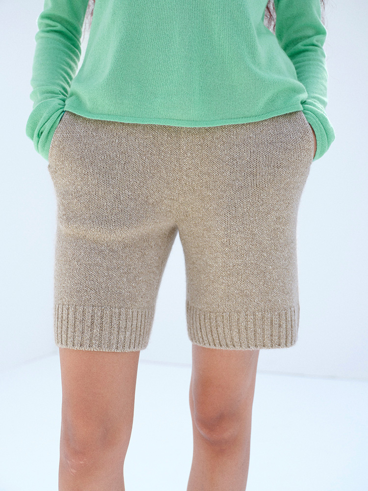 CASHMERE SILK MELANGE KNIT SHORTS
