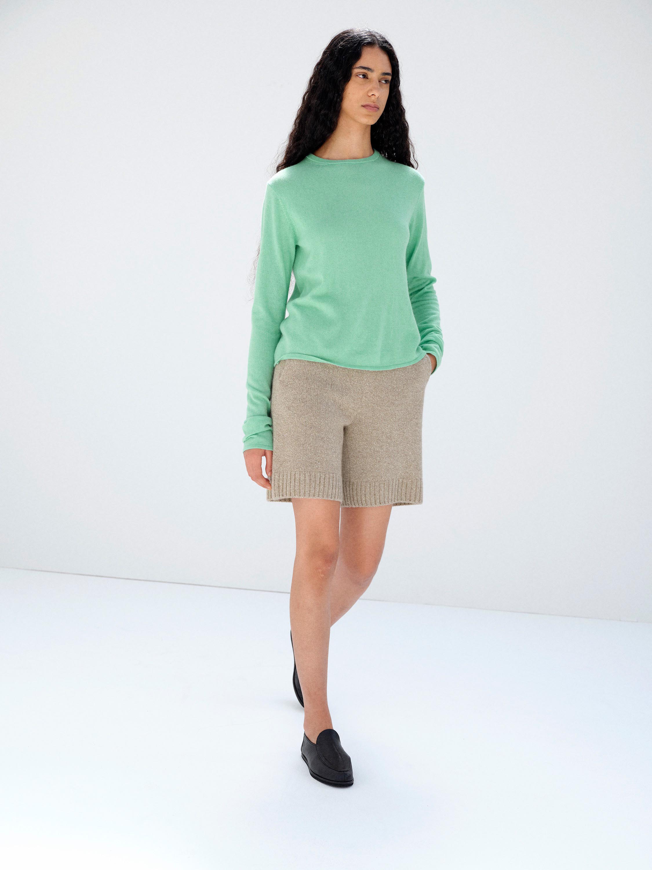 CASHMERE SILK MELANGE KNIT SHORTS 詳細画像 MIX BEIGE 3