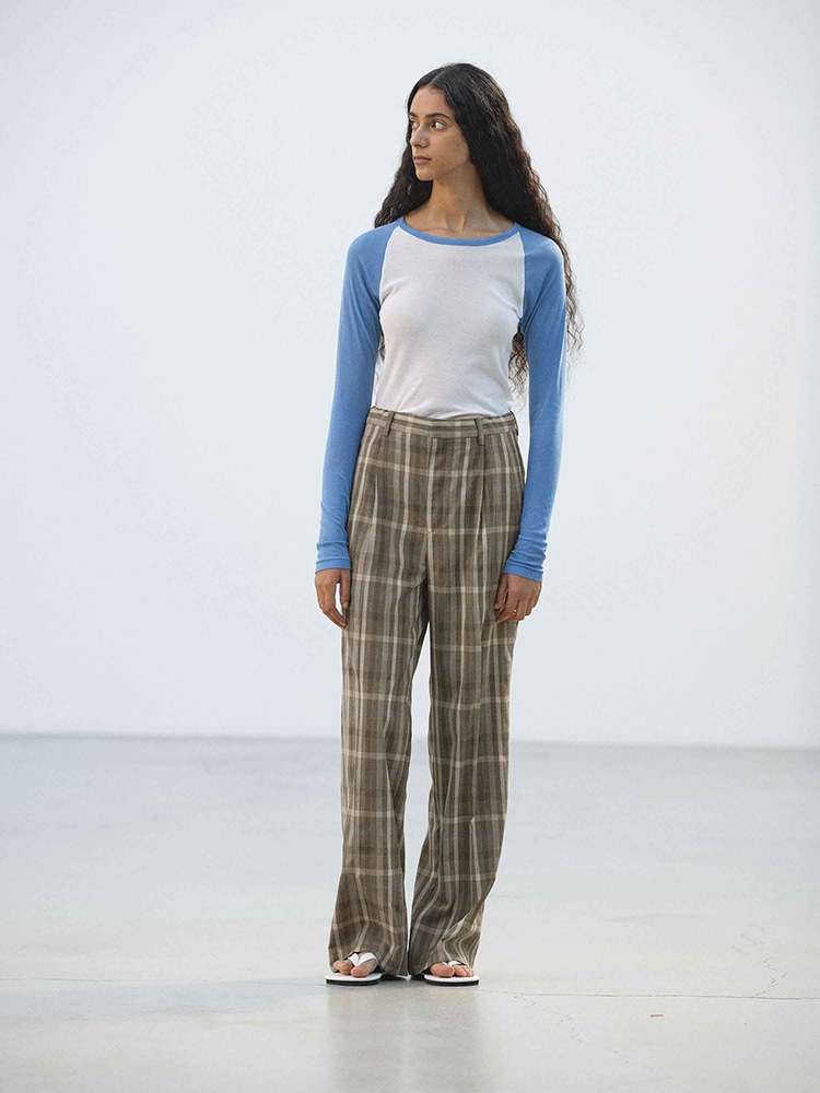 SUPER FINE TROPICAL WOOL CHECK TWO-TUCK SLACKS - AURALEE Official