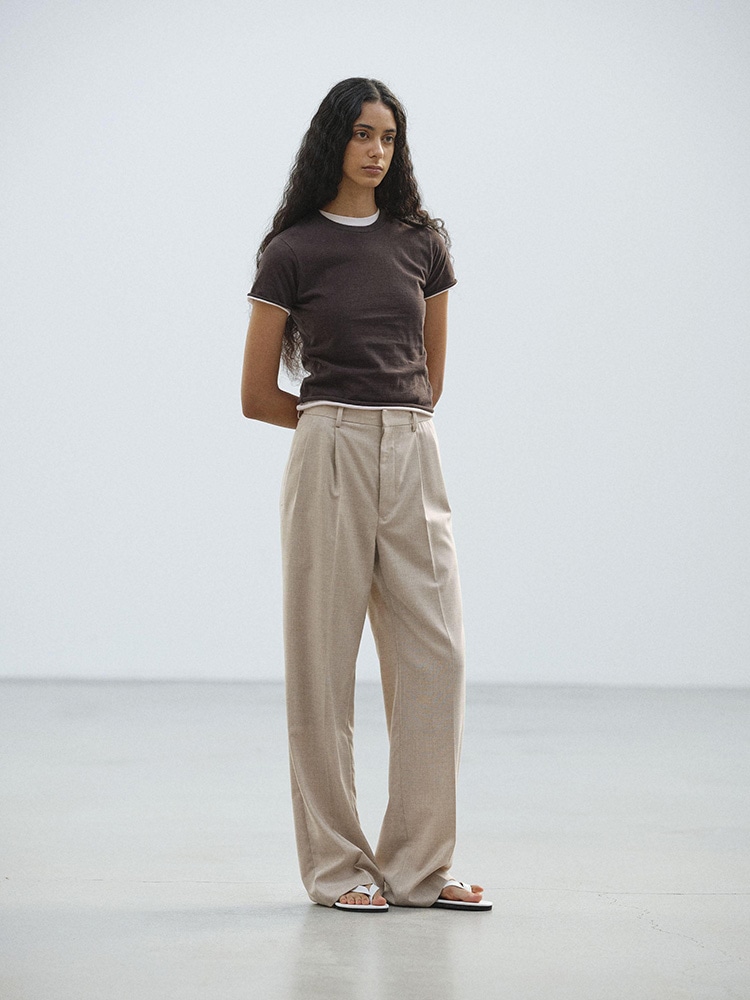 SUMMER TWIST CASHMERE PORA TWO-TUCK SLACKS - AURALEE Official Website 