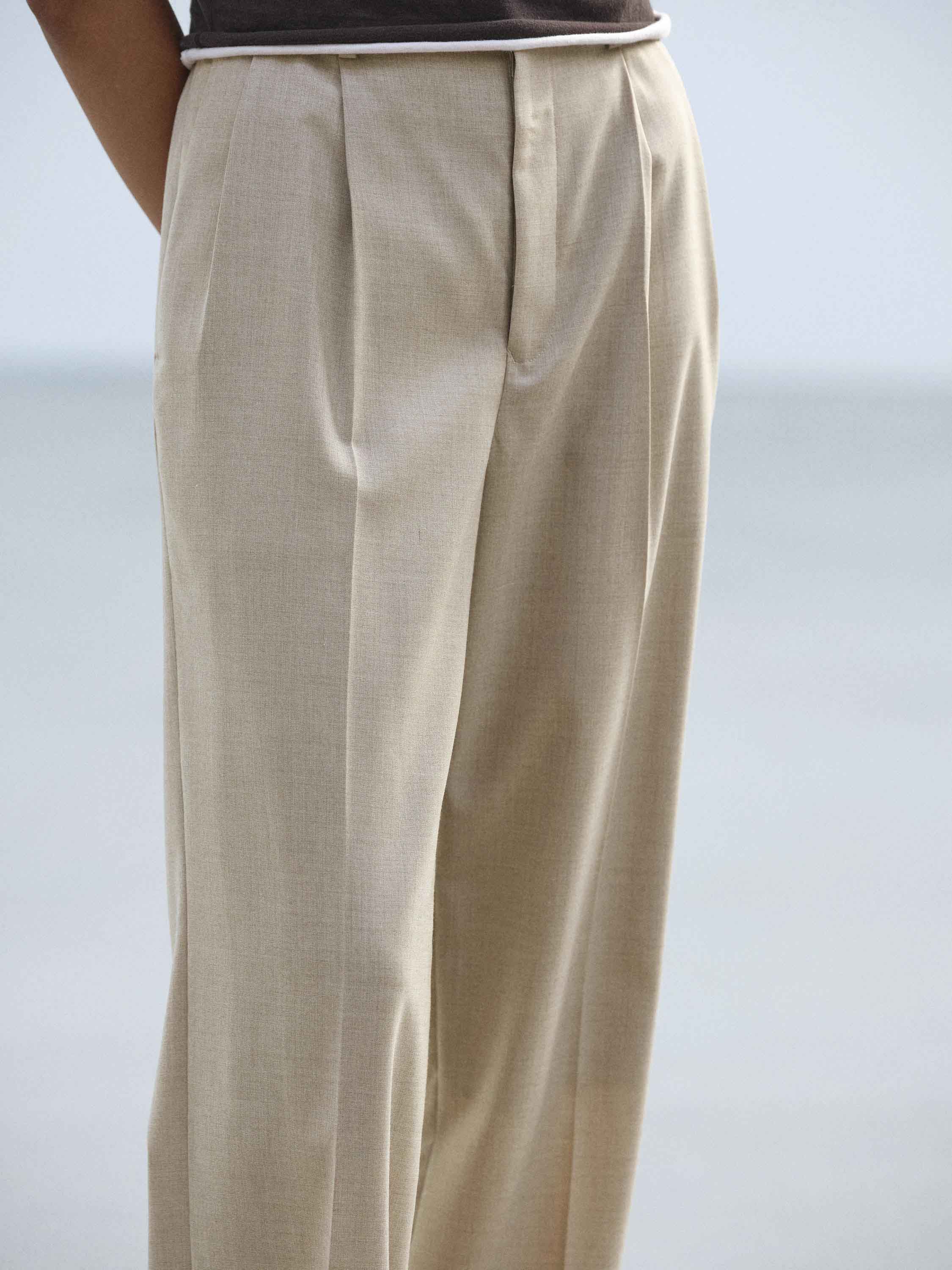 SUMMER TWIST CASHMERE PORA TWO-TUCK SLACKS 詳細画像 TOP BROWN BEIGE 5