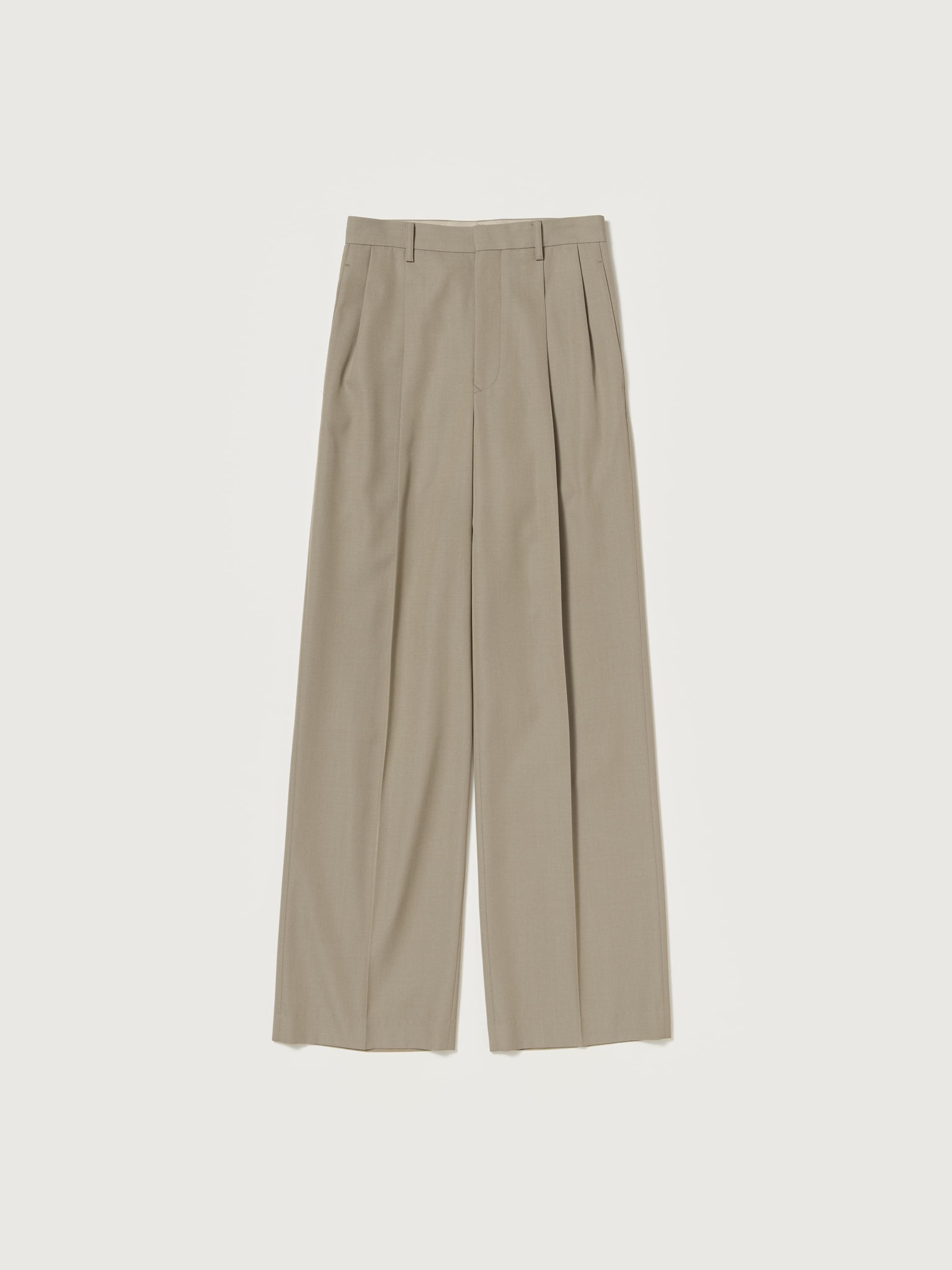 LIGHT WOOL MAX GABARDINE TWO-TUCK SLACKS 詳細画像 KHAKI BEIGE CHAMBRAY 1