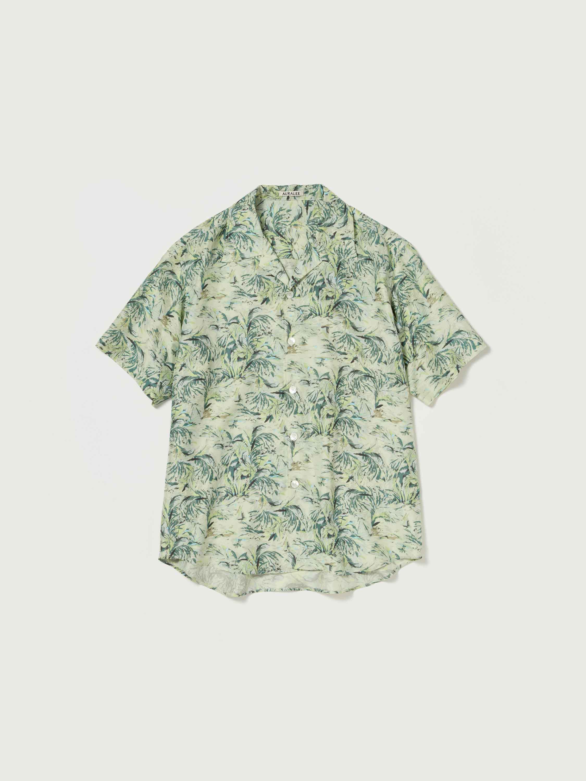 PRINTED AIRY SILK HALF-SLEEVED SHIRT 詳細画像 PALE GREEN 1