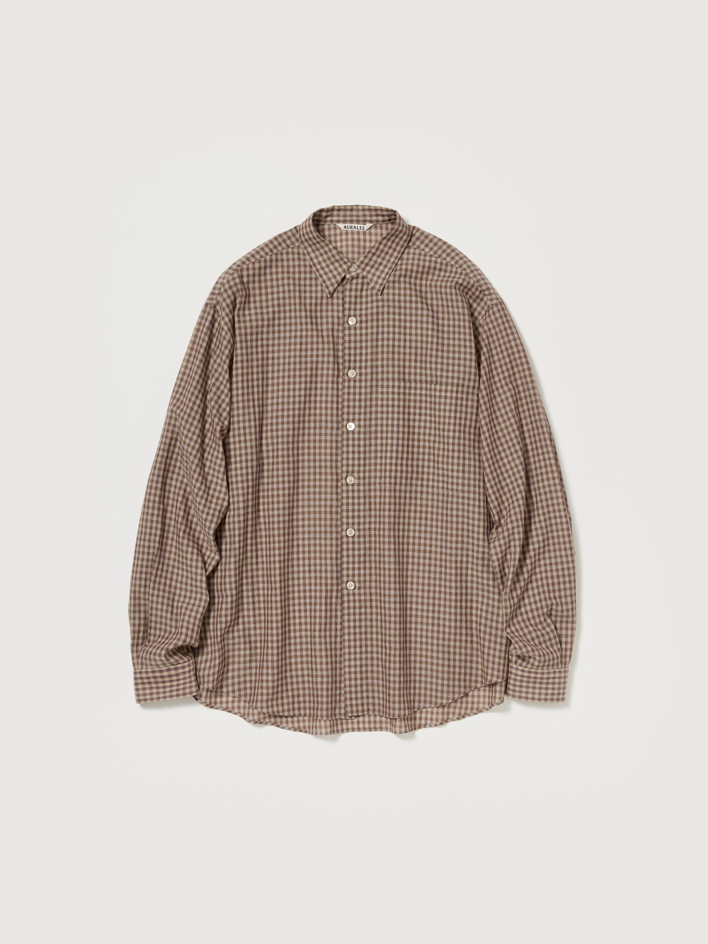 AIRY LIGHT COTTON CHECK BIG SHIRT 詳細画像 BROWN GINGHAM CHECK 1