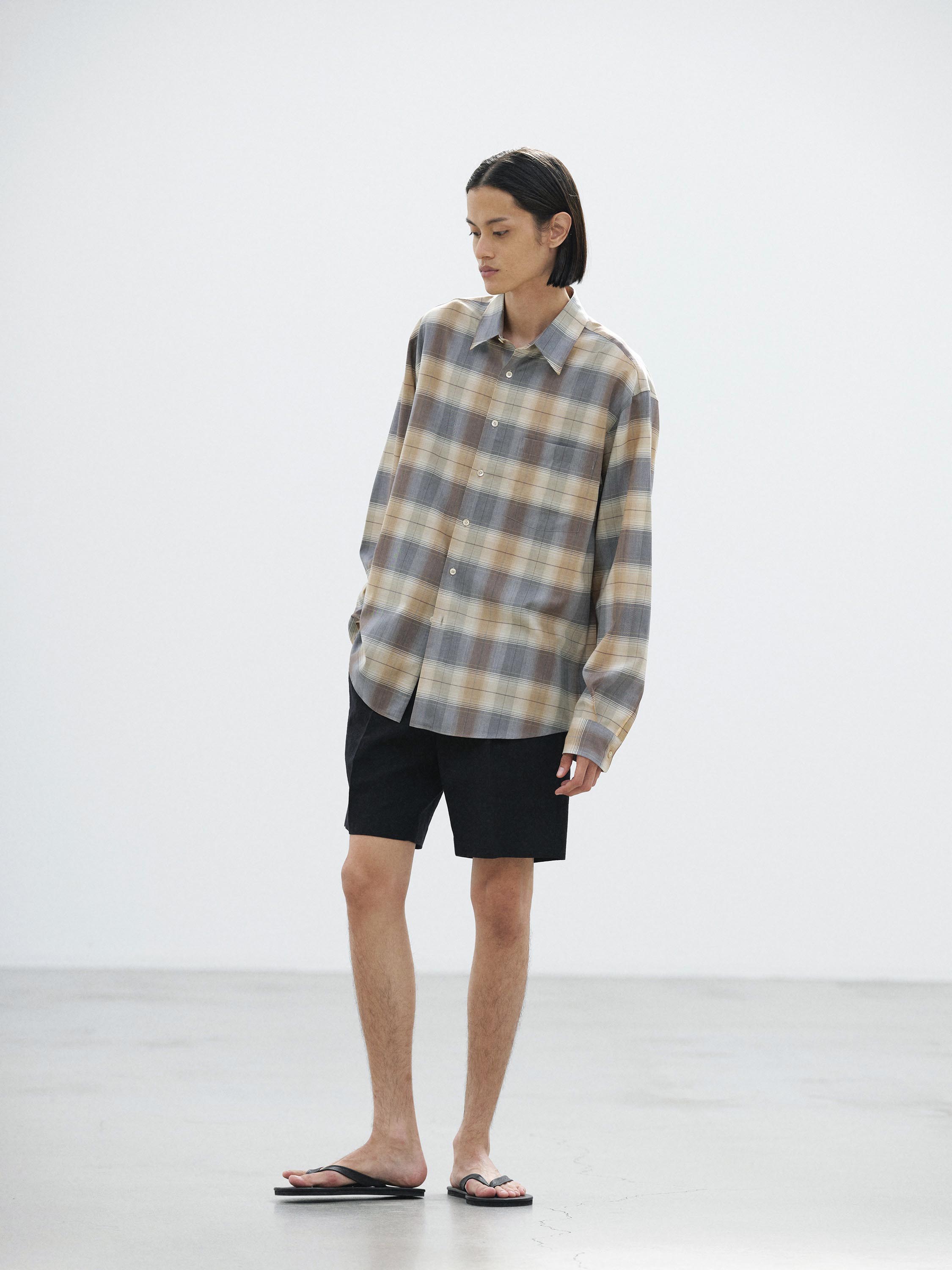SUPER LIGHT WOOL CHECK SHIRT 詳細画像 LIGHT BROWN CHECK 1