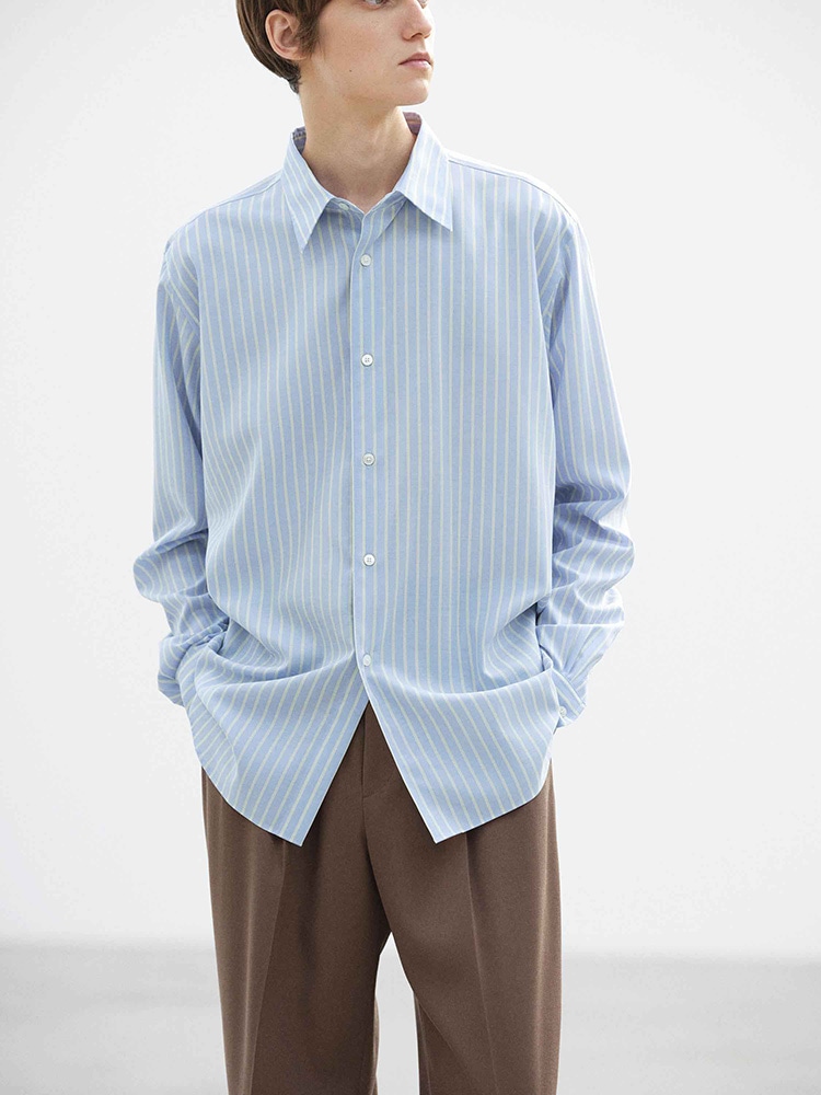 SUPER FINE WOOL STRIPE SHIRT
