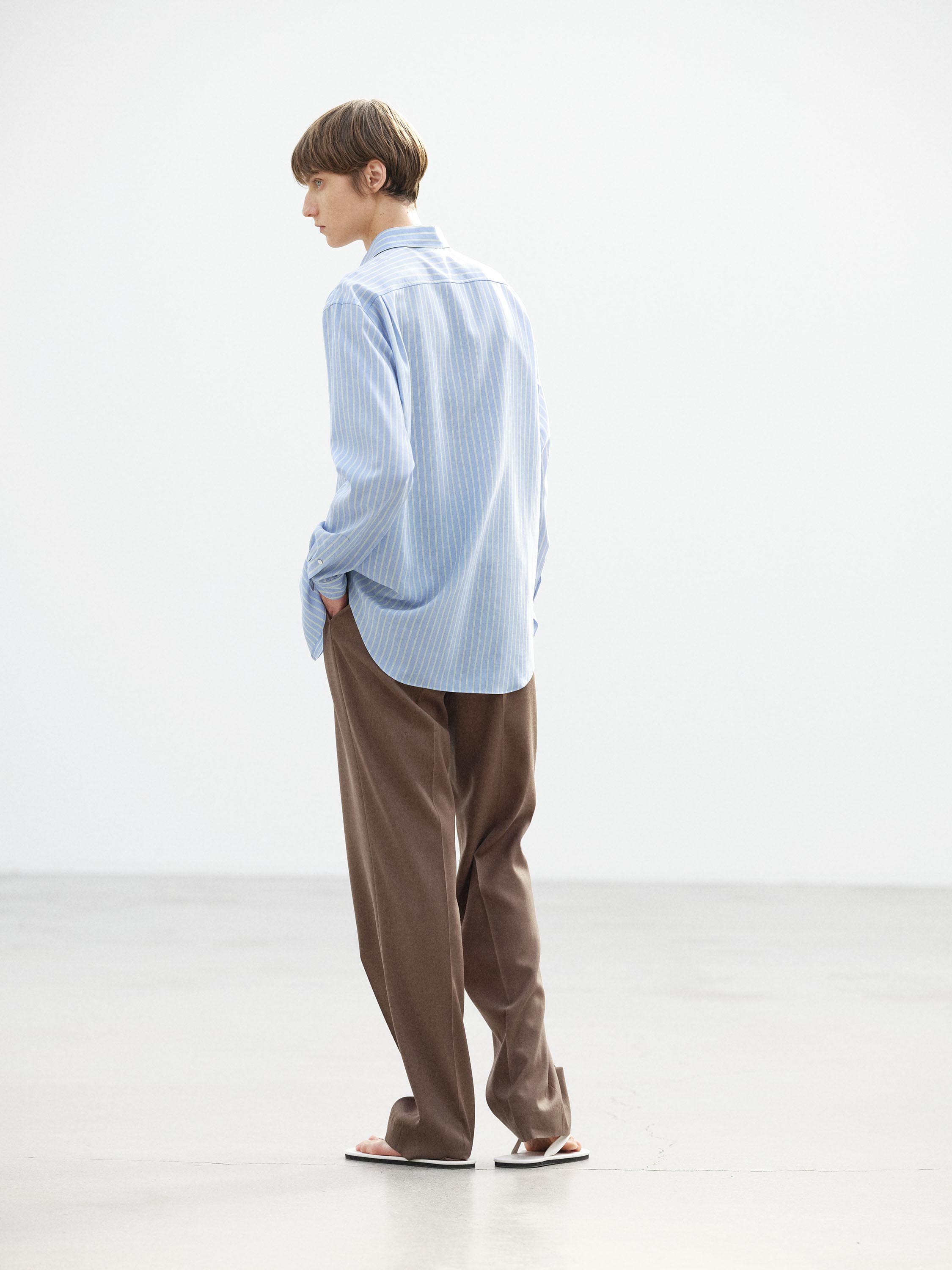 SUPER FINE WOOL STRIPE SHIRT 詳細画像 SAX BLUE LIME STRIPE 3