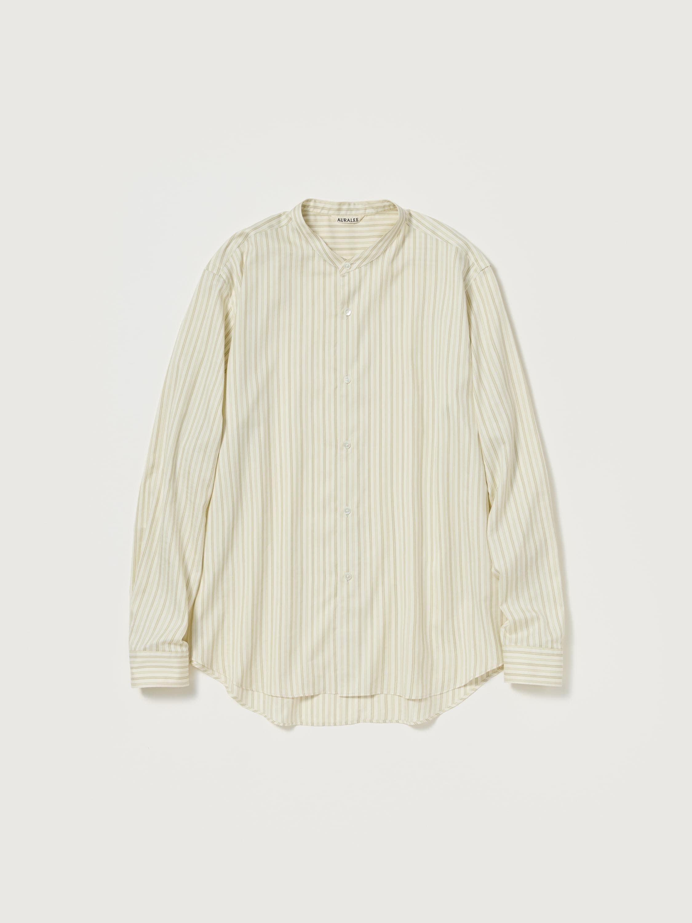 COTTON SILK STRIPE STAND COLLAR SHIRT 詳細画像 IVORY STRIPE 1
