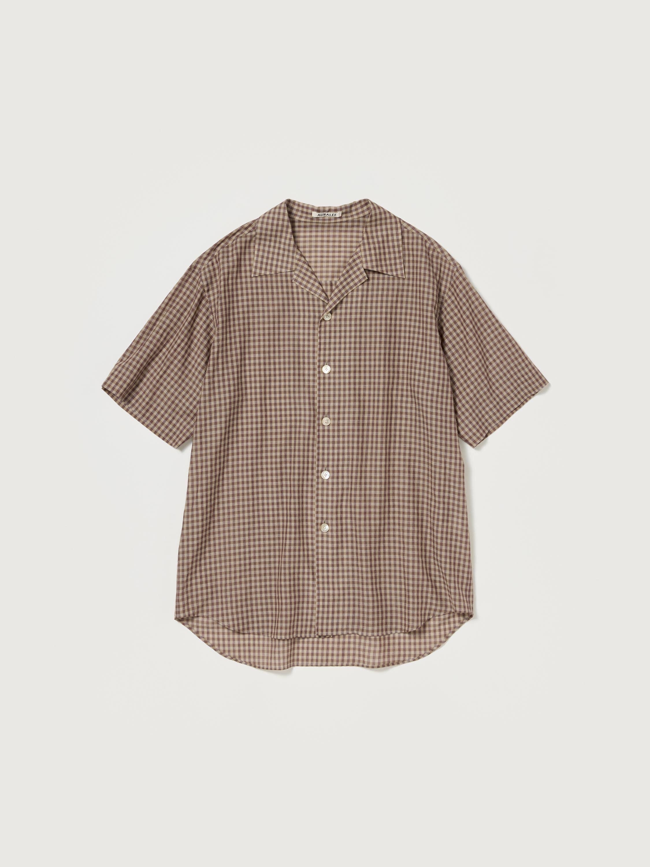 AIRY LIGHT COTTON CHECK HALF SLEEVED SHIRT 詳細画像 BROWN GINGHAM CHECK 5