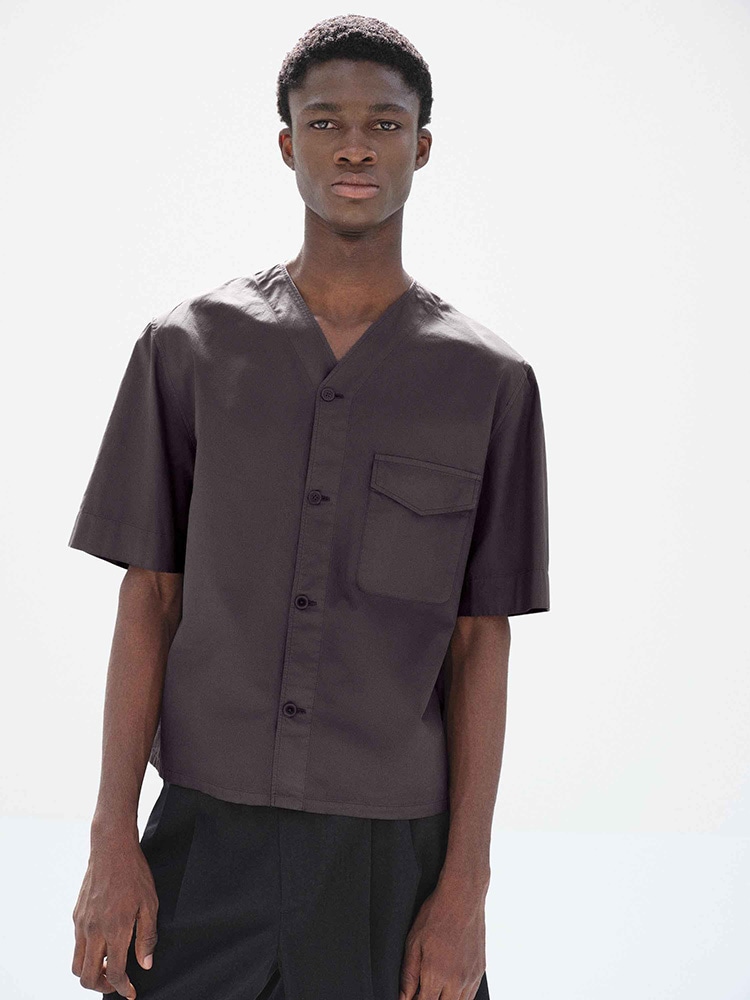 GARMENT-DYED FINX SHUTTLE WEATHER HALF SLEEVED SHIRT - AURALEE
