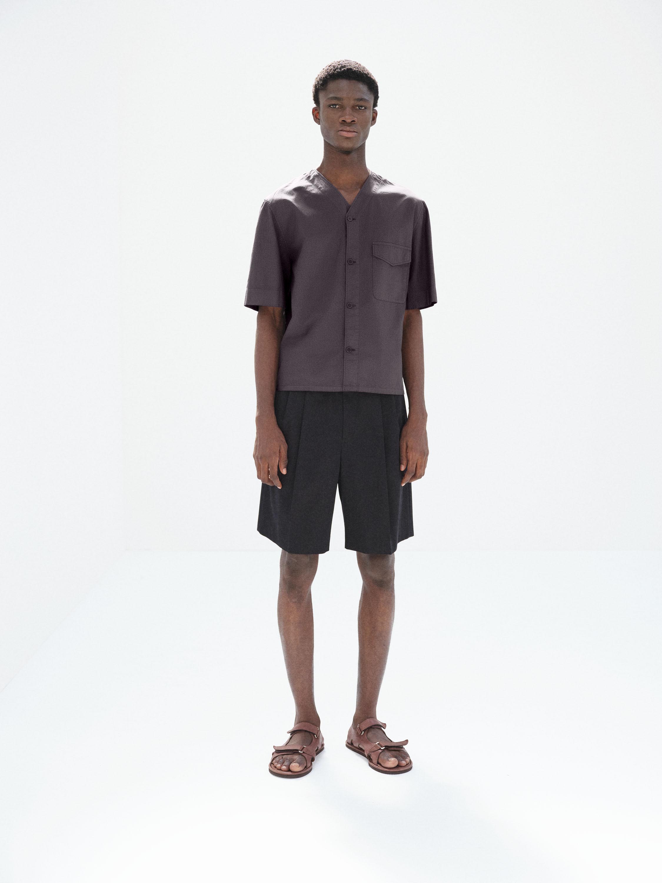 GARMENT-DYED FINX SHUTTLE WEATHER HALF SLEEVED SHIRT 詳細画像 DARK BROWN 2