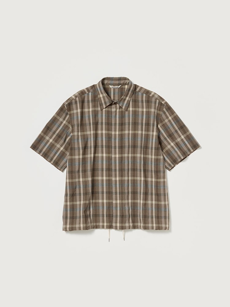 SUPER FINE TROPICAL WOOL CHECK HALF-SLEEVED SHIRT