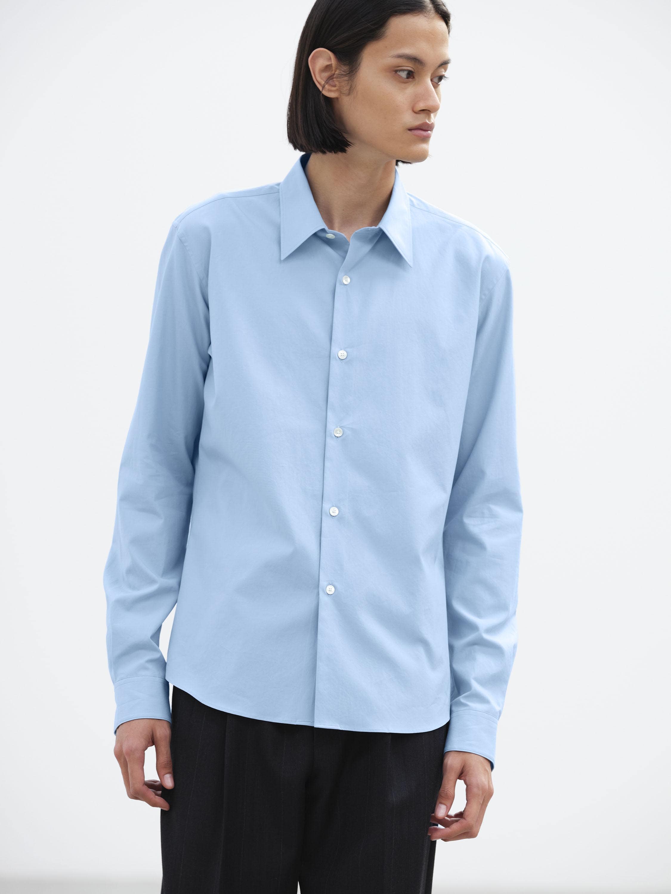 WASHED FINX TWILL SLIM SHIRT 詳細画像 LIGHT BLUE 2