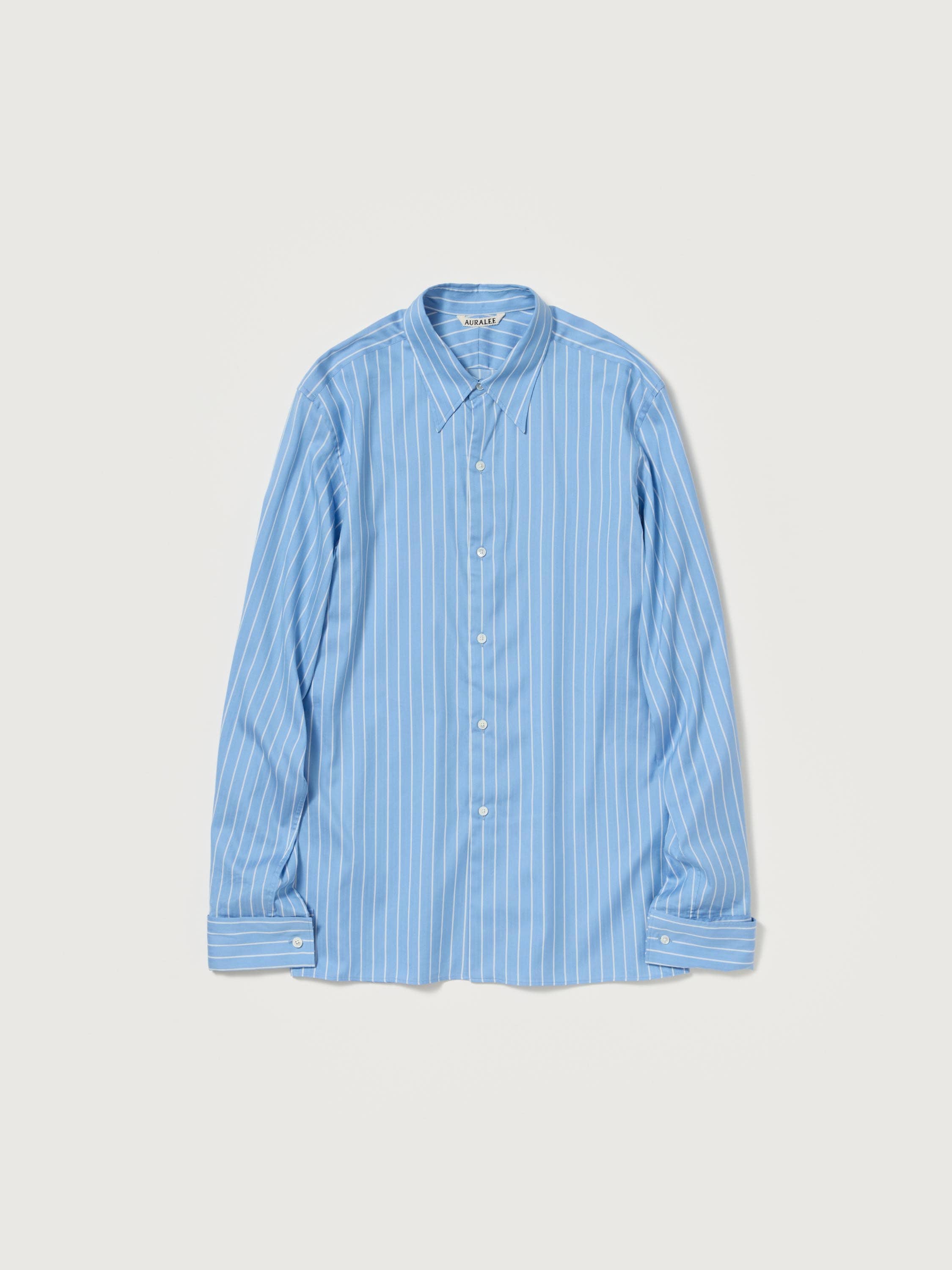 COTTON SILK STRIPE DOUBLE-CUFF SHIRT 詳細画像 SAX BLUE STRIPE 1